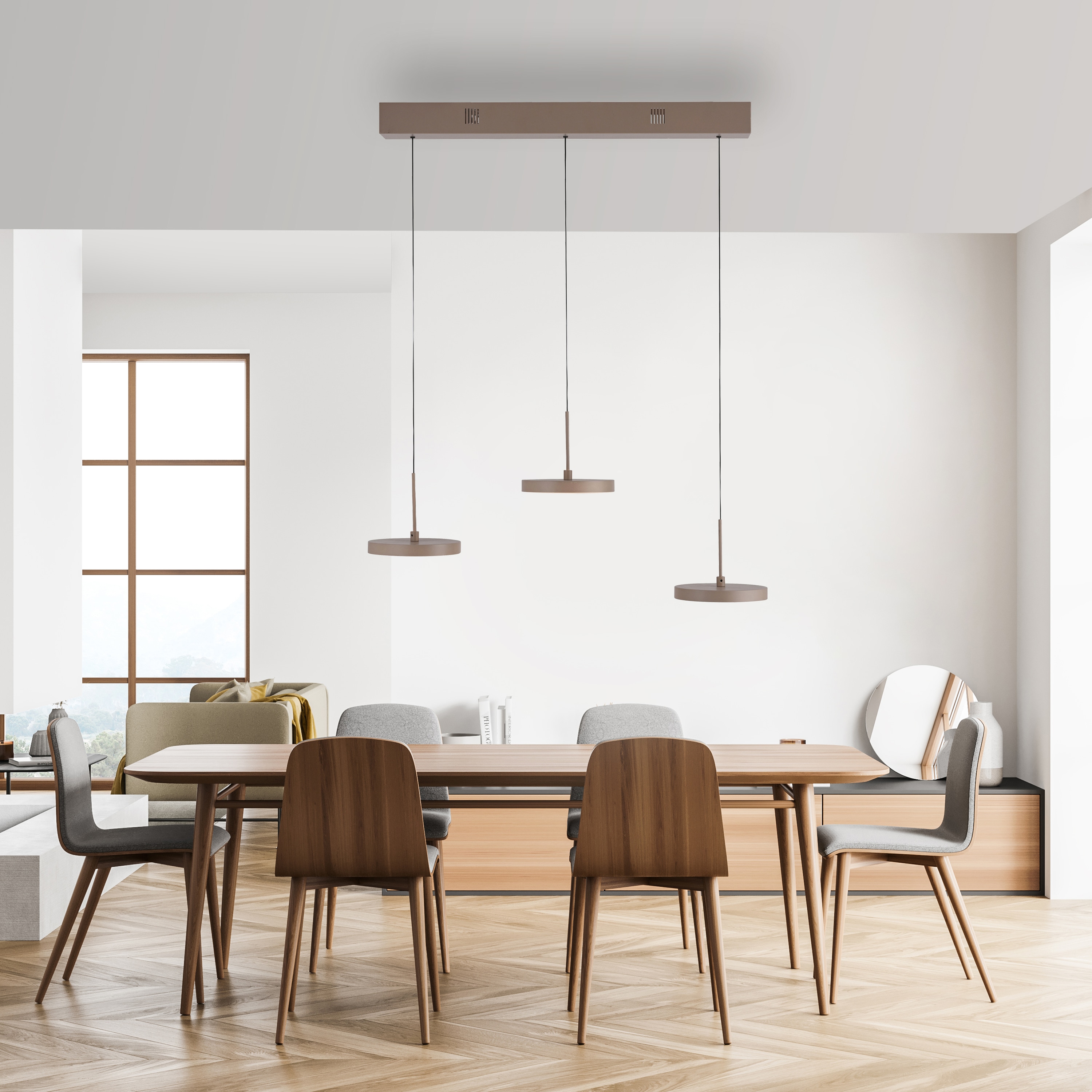 JUST LIGHT LED-Pendelleuchte 13141-39, 20,40W, 3000K, 2370lm, warmweiß, IP20, sand