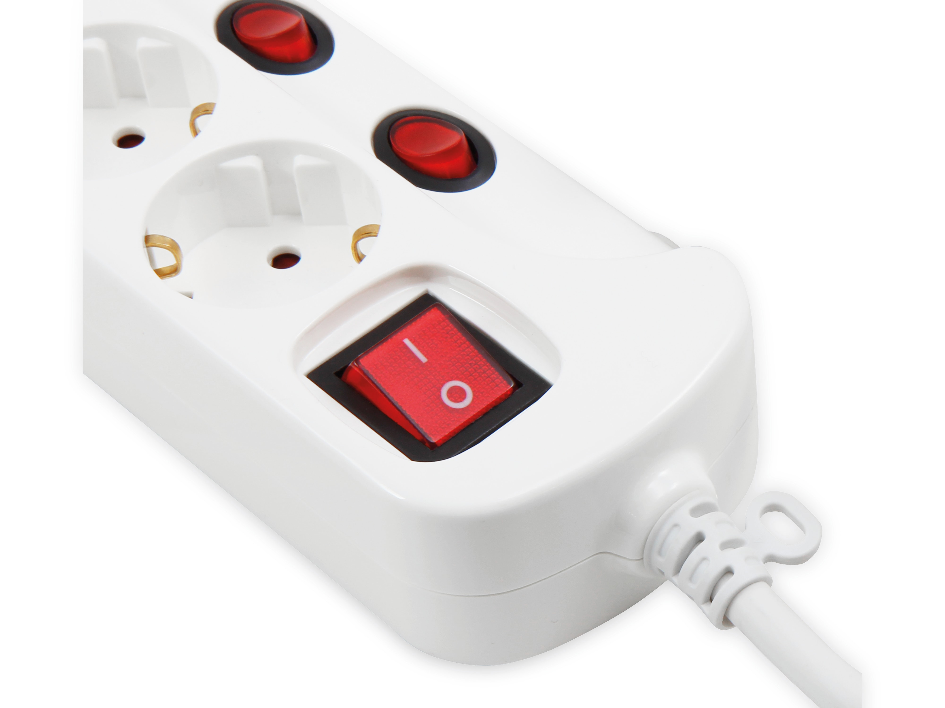 MCPOWER Steckdosenleiste, 6-fach, mit Einzelschaltung, 1,5 m Zuleitung, weiß