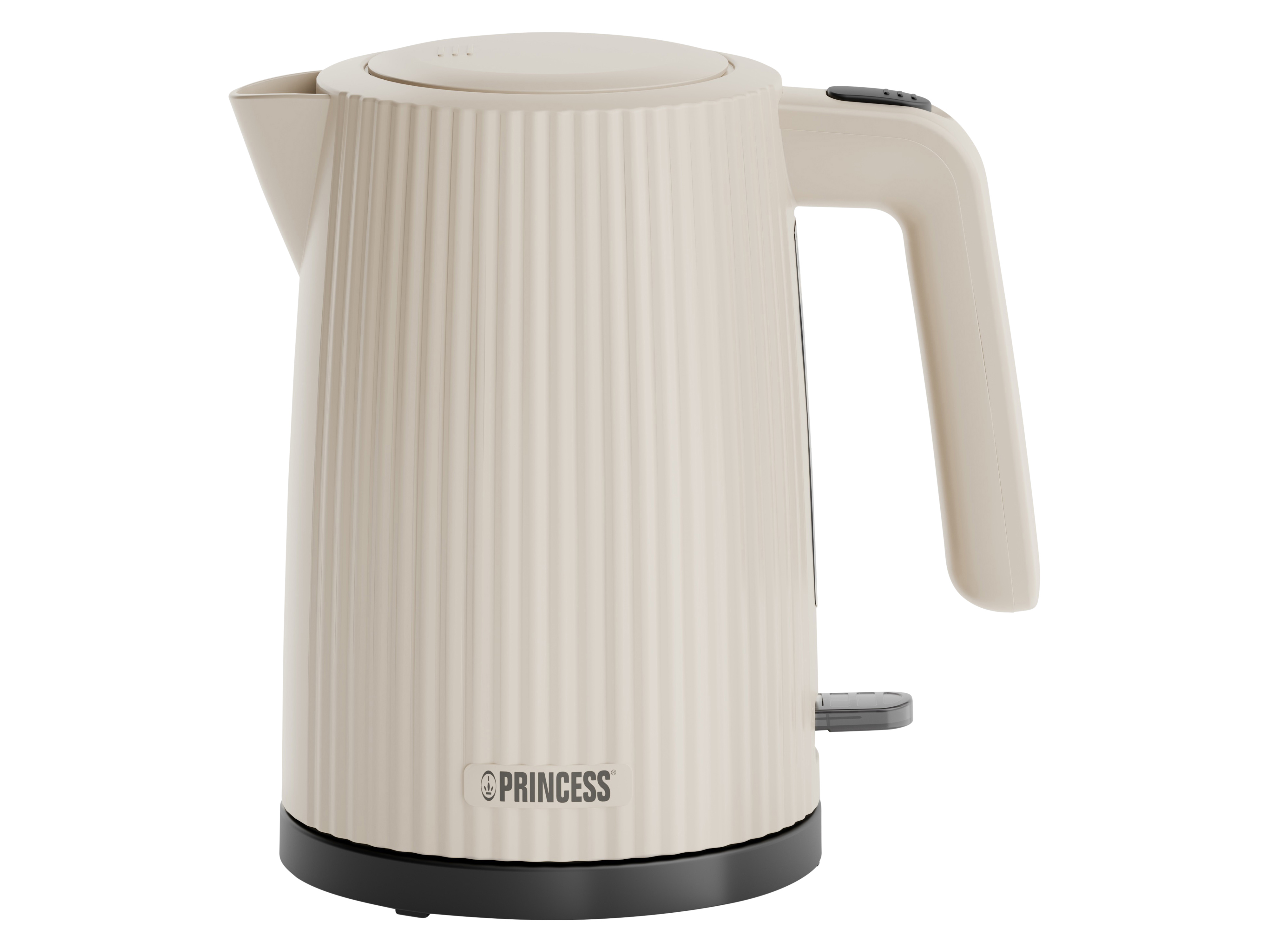 PRINCESS Wasserkocher Wave, 1,7L, 360° kabellos, 0,7m Kabel, 2200W, beige