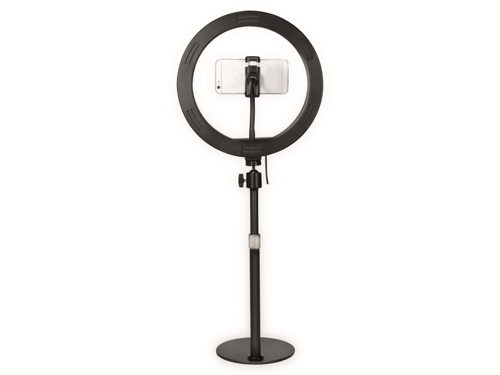 LOGILINK Smartphone-LED-Ringlicht AA0152, Ø25cm, Stativ, Fernauslöser, Lichtregler