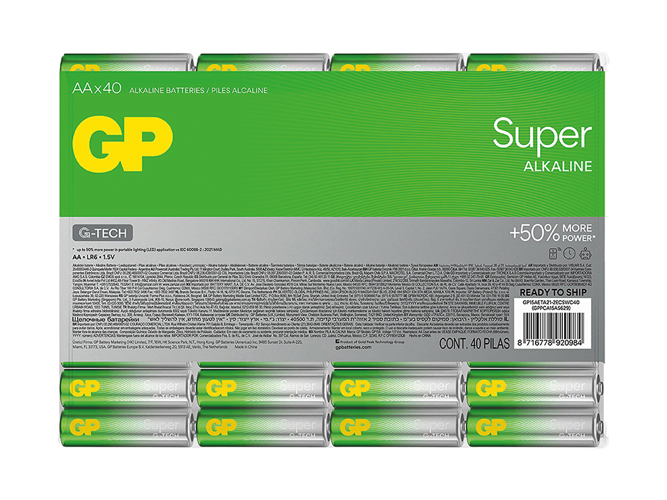 GP Super Alkaline, AA Mignon Batterie, 1,5 V, 40 Stück GP Mignon-Batterie SUPER Alkaline, AA LR06 , 40 Stück