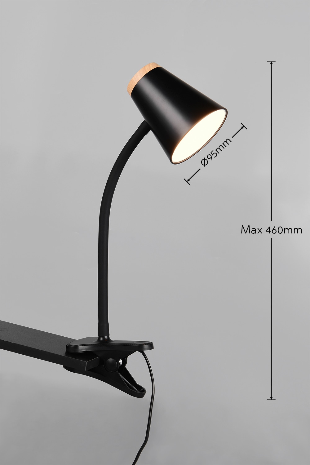 REALITY LED-Klemmleuchte PONGO, R25831102, 4,5W, 500lm, 3000K, schwarz