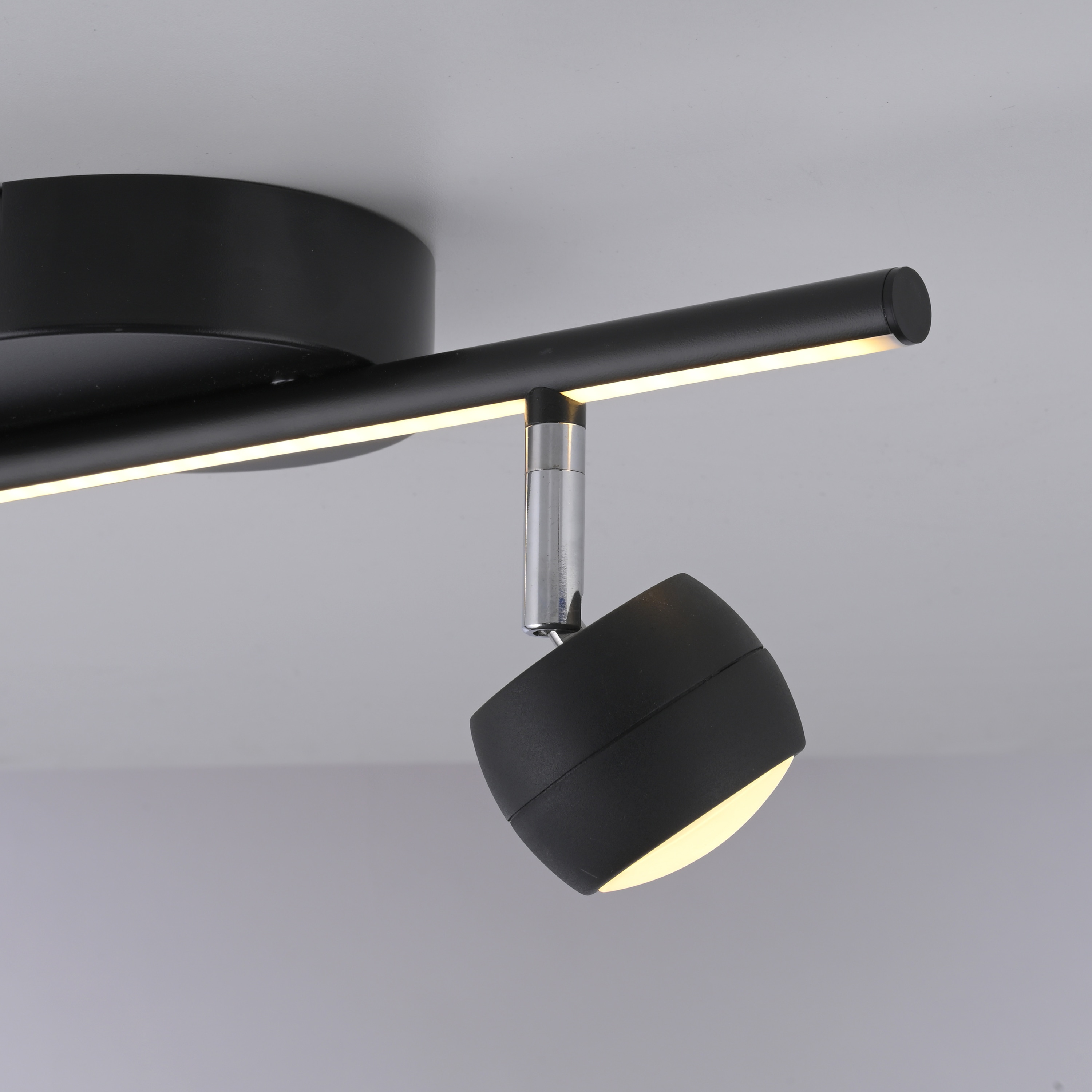 JUST LIGHT LED-Deckenleuchte 11401-18, 10,60W, 3000K, 1225lm, warmweiß, IP20, schwarz
