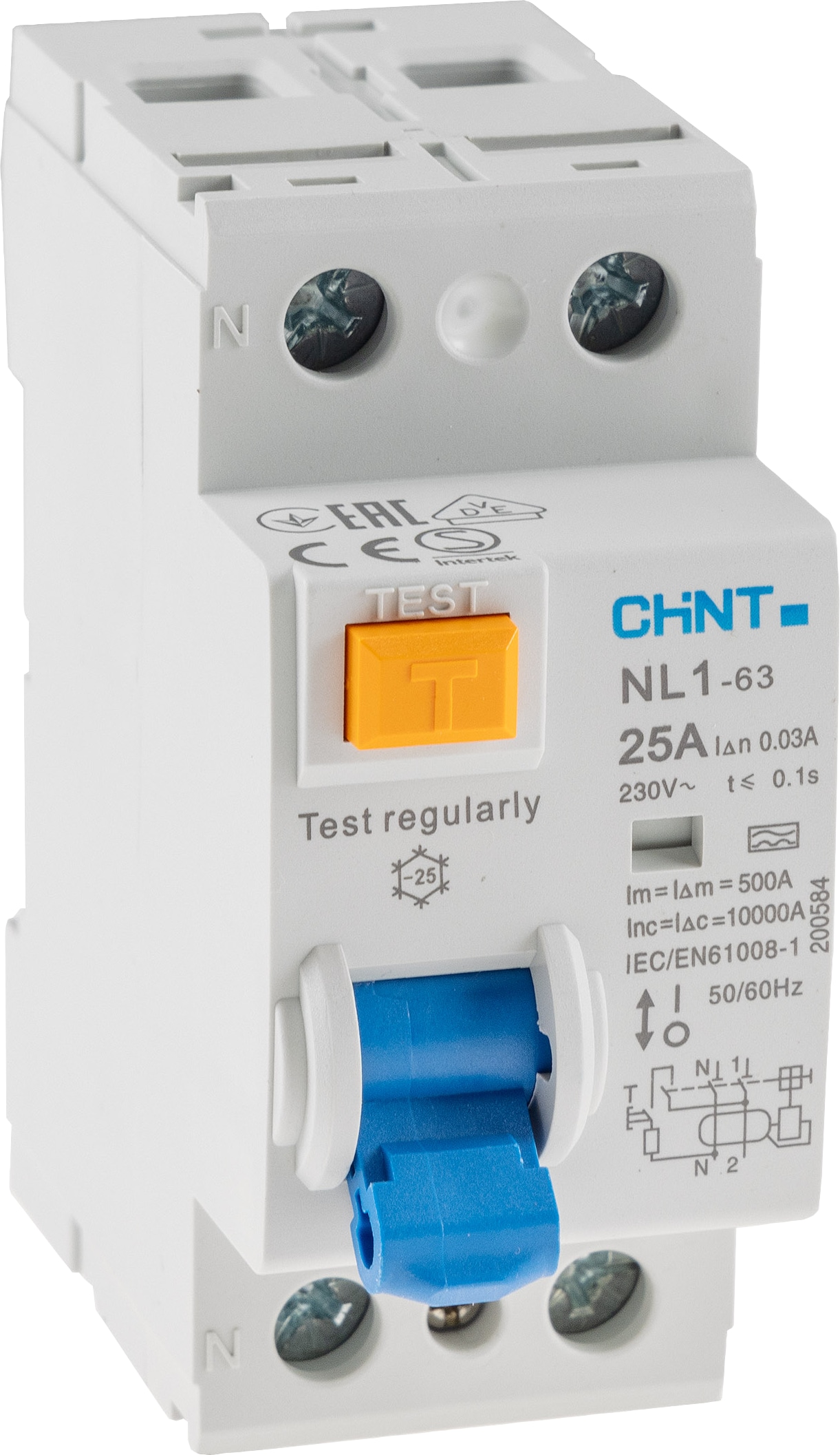 CHINT FI Fehlerstrom-Schutzschalter 23851, 30mA, 25 A, 2-polig