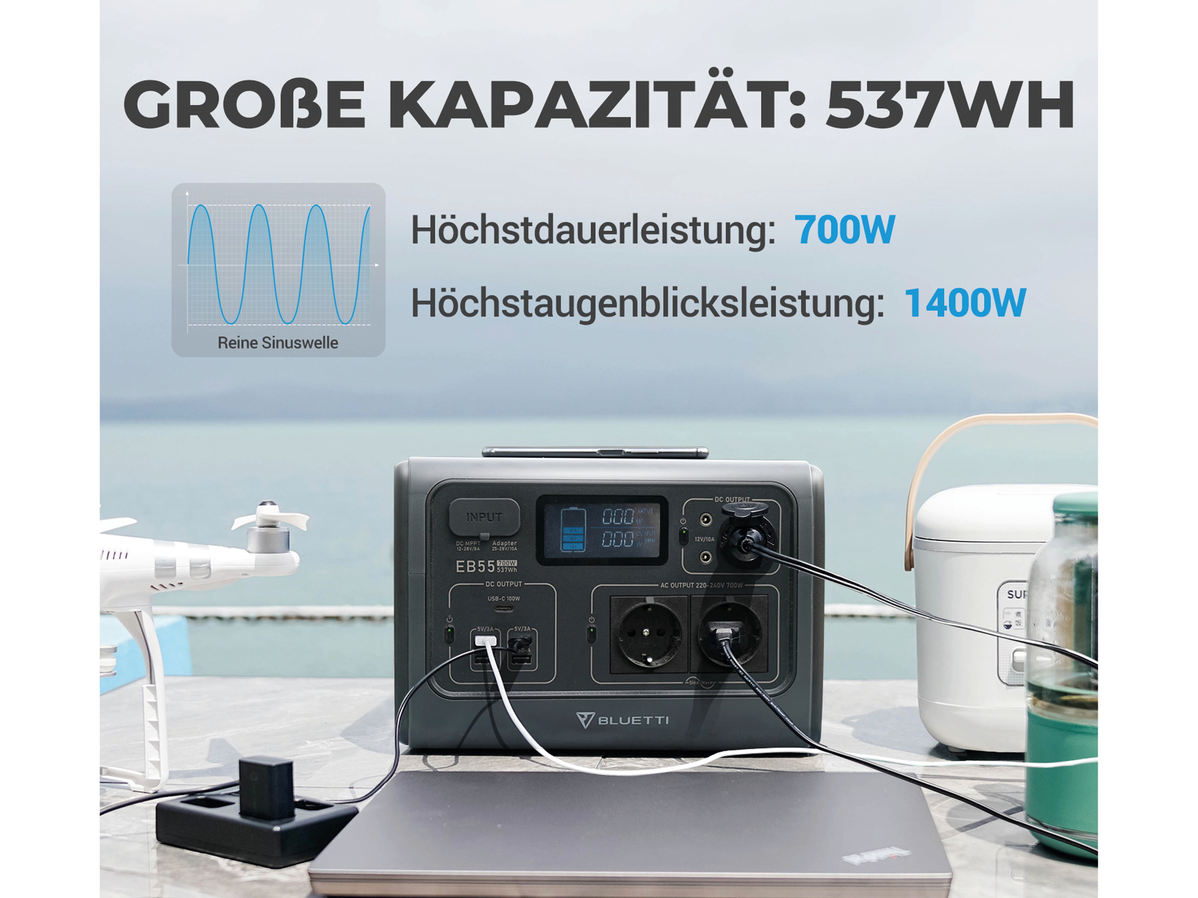 BLUETTI Powerstation EB55, 700 W