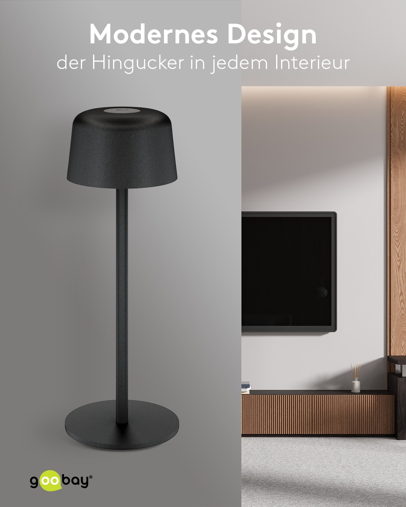GOOBAY LED-Tischleuchte 77675, 2W, 3000 K, 150 lm, warmweiß, IP44, schwarz GOOBAY LED-Tischleuchte 77675, 2W, 3000 K, 150 lm, warmweiß, IP44, schwarz