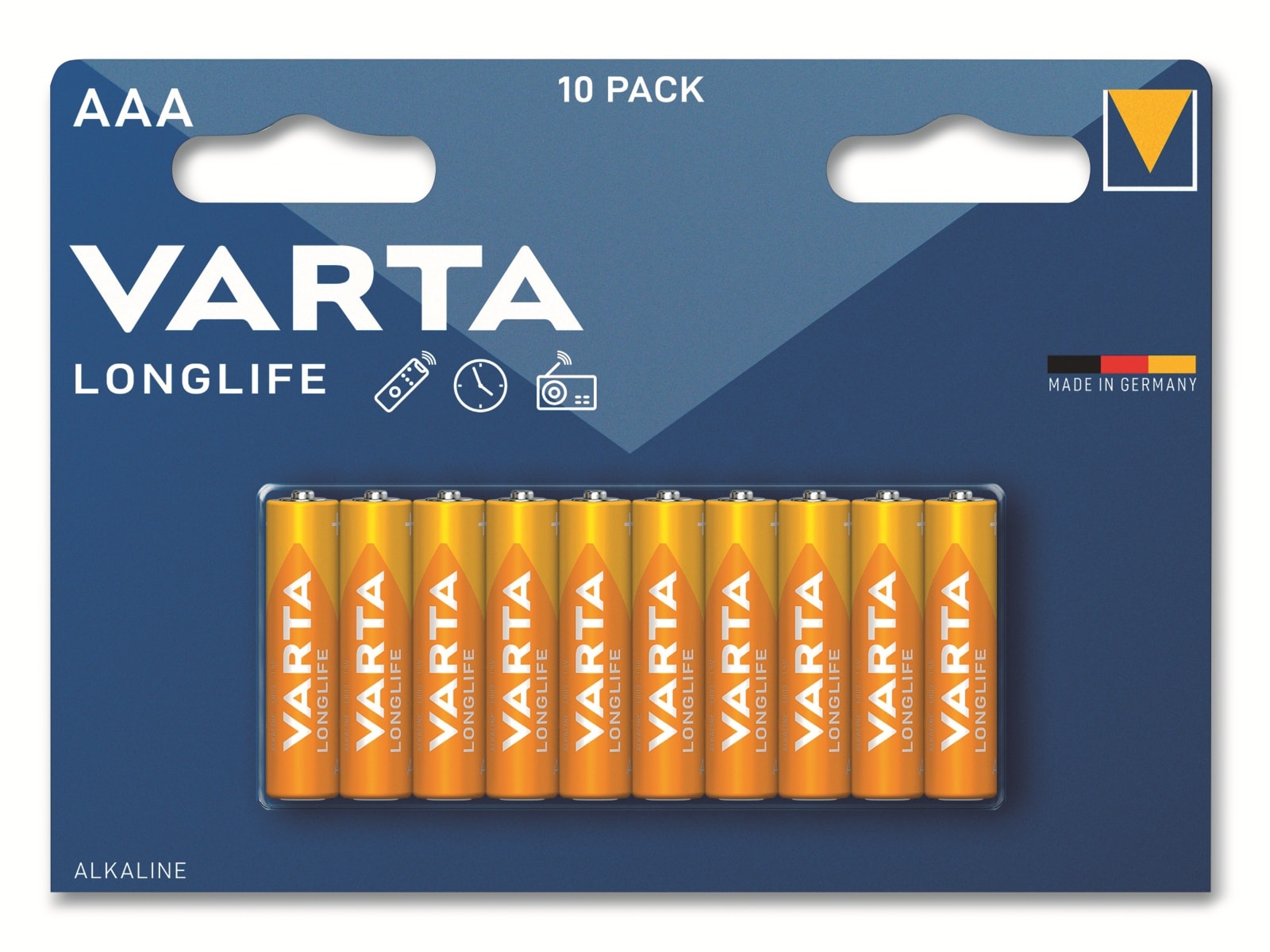 VARTA Batterie Alkaline, Micro, AAA, LR03, 1.5V, Longlife, 10 Stück
