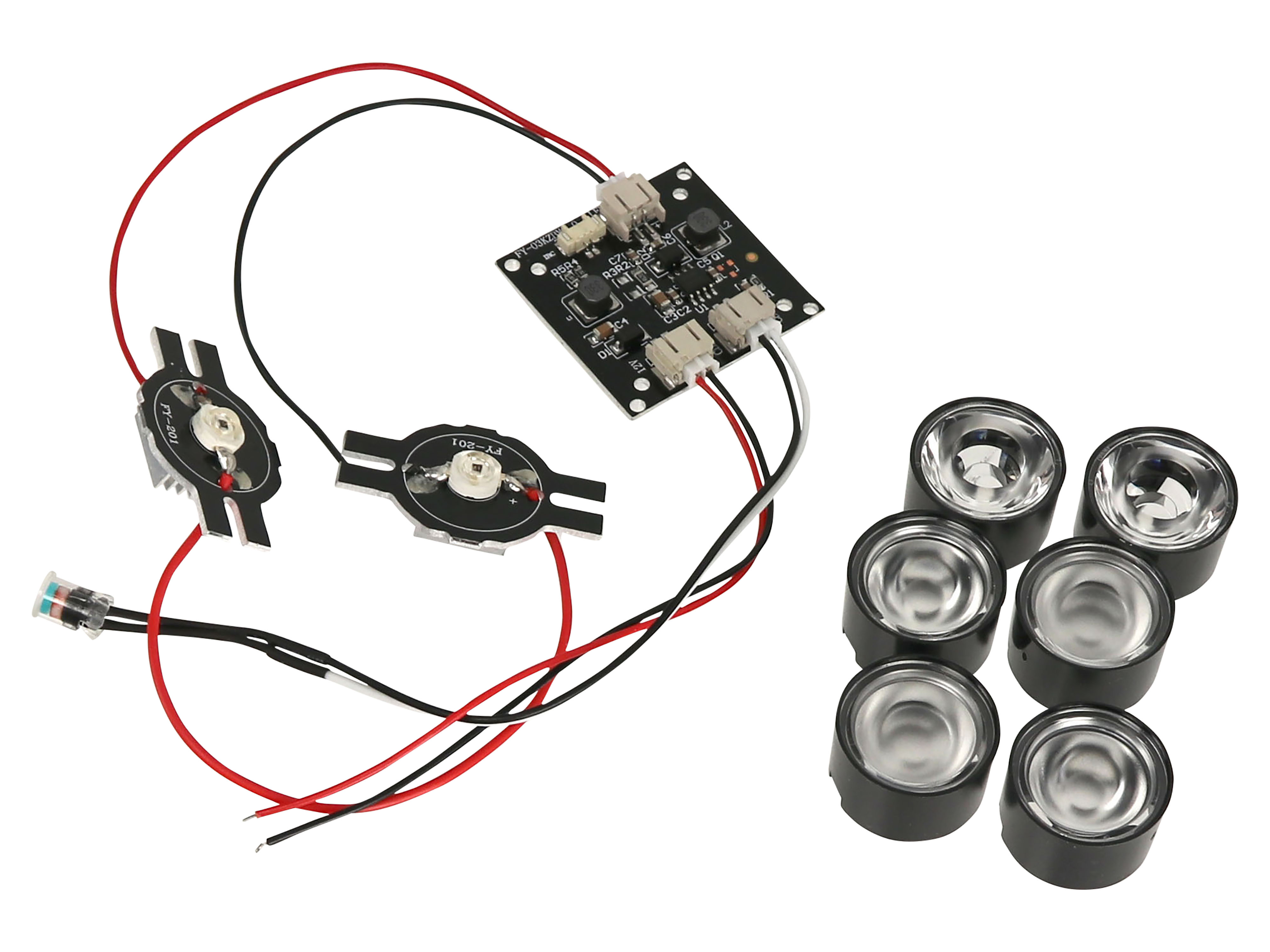 IR Doppeldiode 2x3 W mit Treiberplatine und 6 Streulinsen