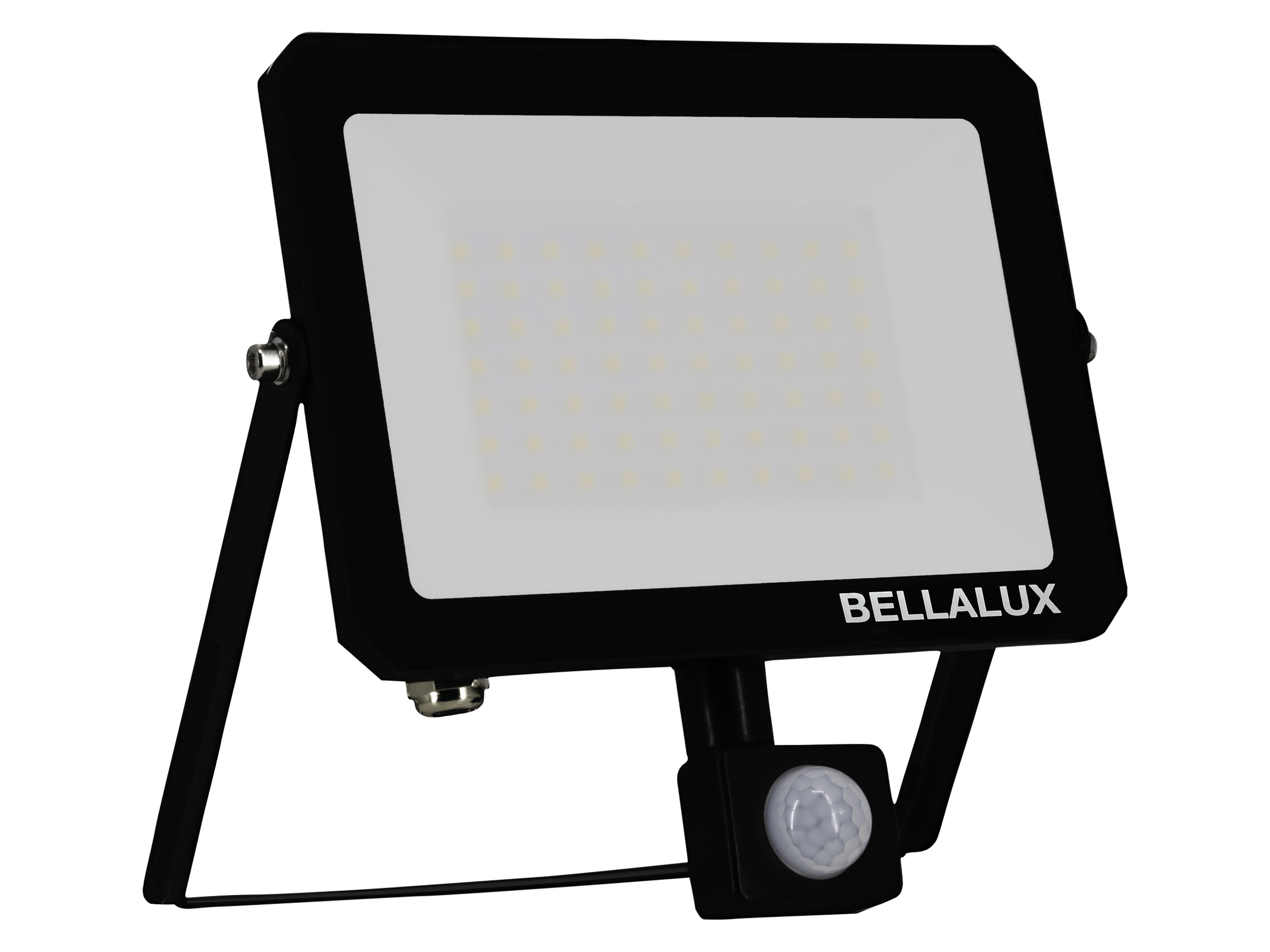 BELLALUX LED-Fluter, 50W, 4000K, 4500lm, neutralweiß, IP65, mit Bewegungsmelder, schwarz