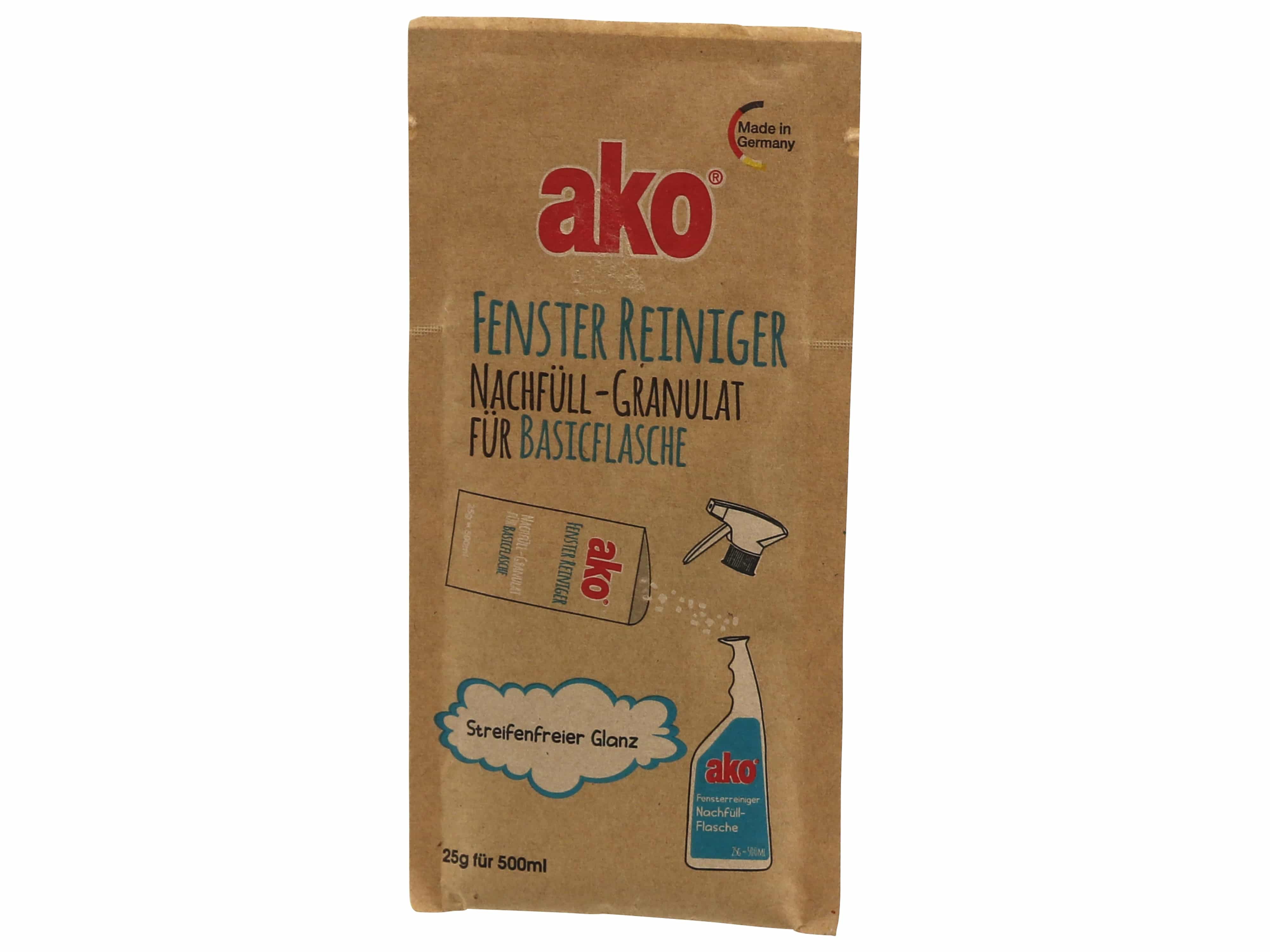 AKO Nachfüllgranulat, Fenster-Reiniger, 25g für 500ml, nachhaltig