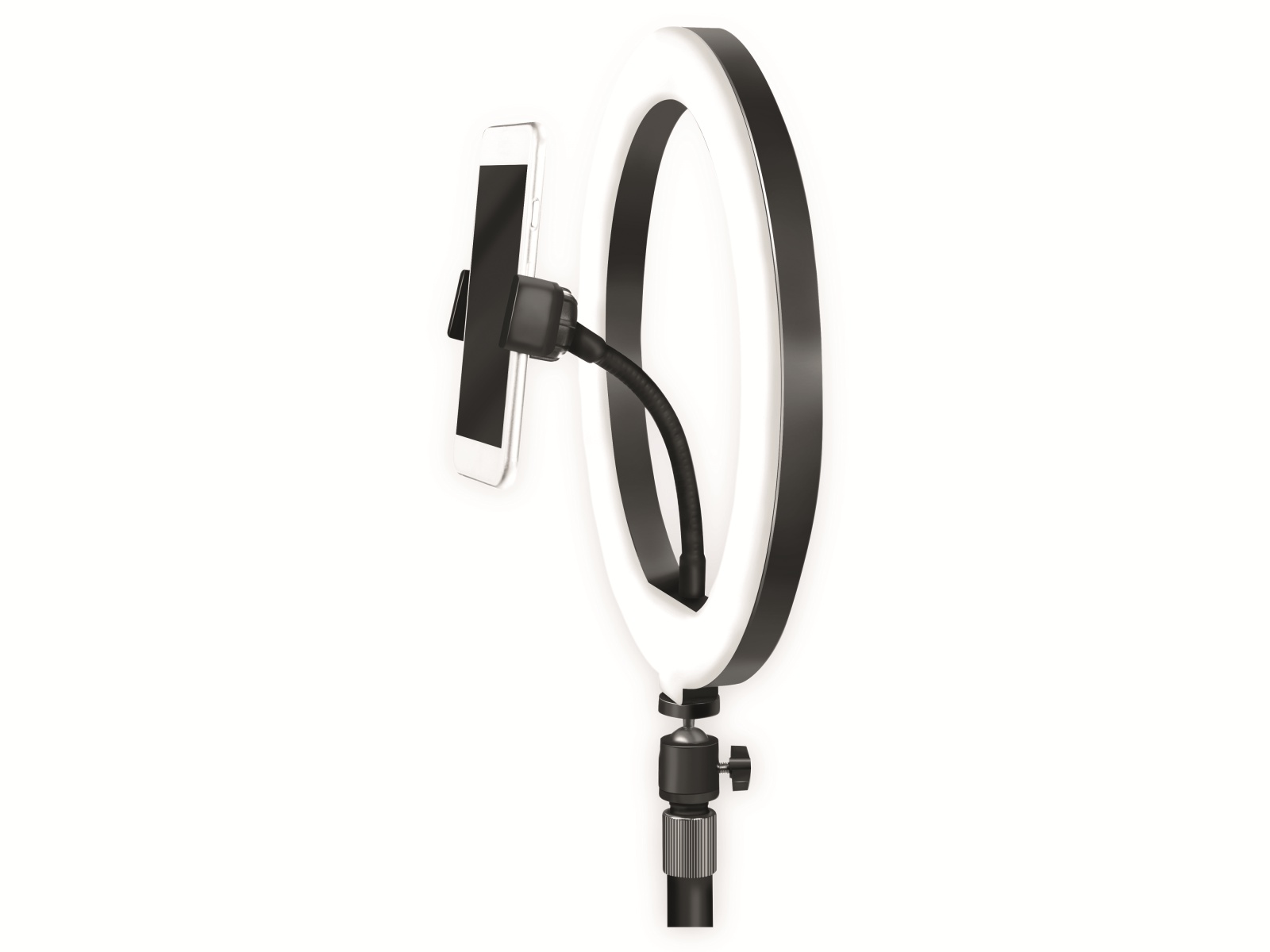 LOGILINK Smartphone-LED-Ringlicht AA0152, Ø25cm, Stativ, Fernauslöser, Lichtregler