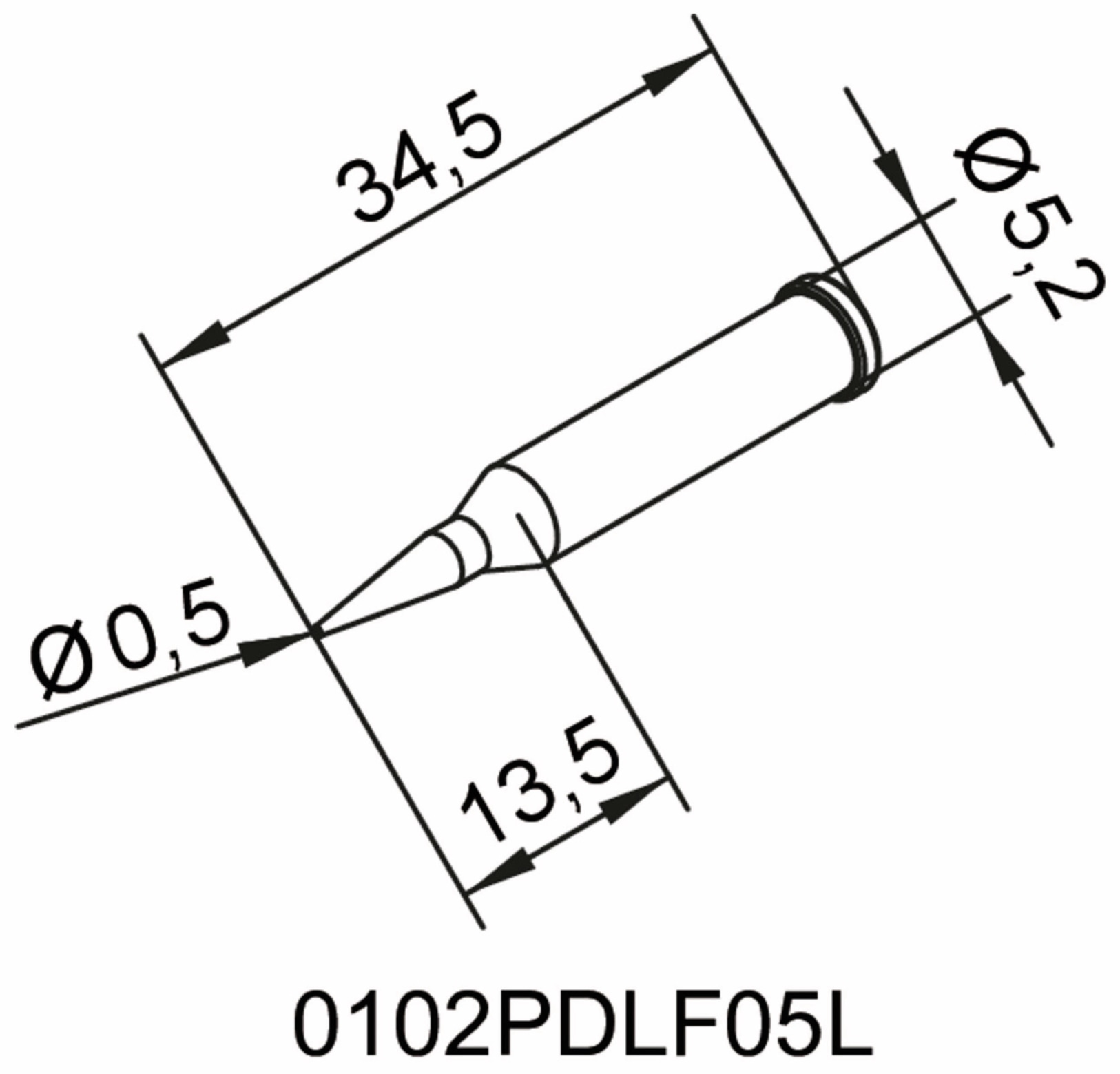 ERSA Lötspitze, 0102PDLF05L/SB, bleistiftspitz, verlängert, 0,5 mm ERSA Lötspitze, 0102PDLF05L/SB, bleistiftspitz, verlängert, 0,5 mm