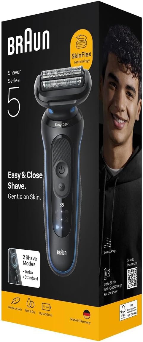 BRAUN Rasierer Series 5 Wet&Dry, 52-B1000S, Easy Clean, schwarz-blau BRAUN Rasierer Series 5 Wet&Dry, 52-B1000S, Easy Clean, schwarz-blau