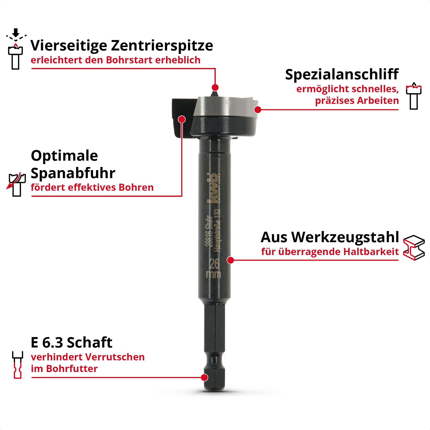 KWB Forstnerbohrer, 706426, 26 mm KWB Forstnerbohrer, 706426, 26 mm