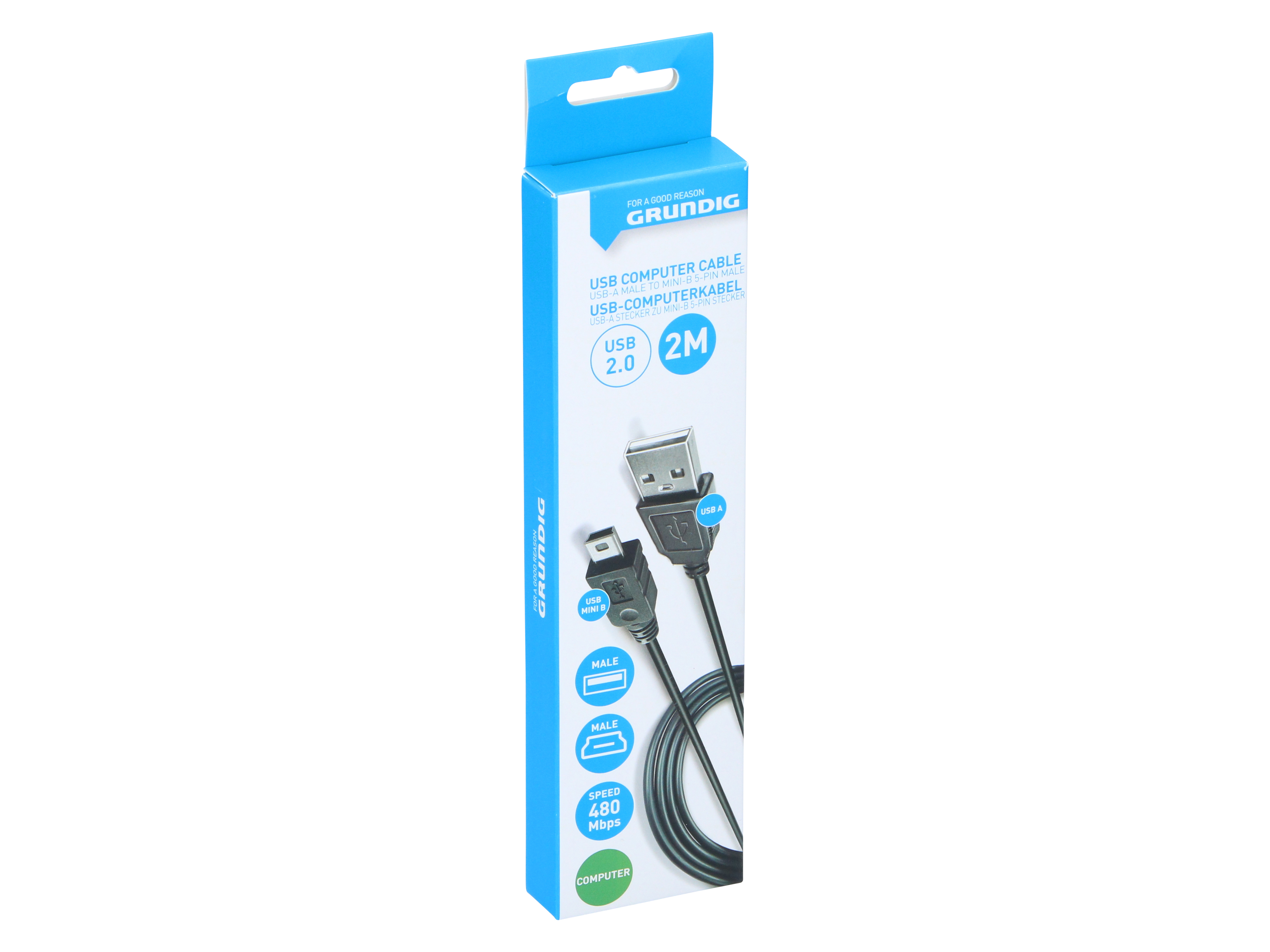 GRUNDIG USB-Kabel, USB-A zu USB-Mini-B 2.0, 1 m GRUNDIG USB-Kabel, USB-A zu USB-Mini-B 2.0, 1 m