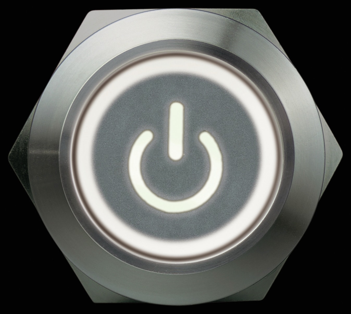 Drucktaster 1 Schließer, 1 Öffner Metall mit Ein/Aus-Symbol und Beleuchtung Drucktaster 1 Schließer, 1 Öffner Metall mit Ein/Aus-Symbol und Beleuchtung