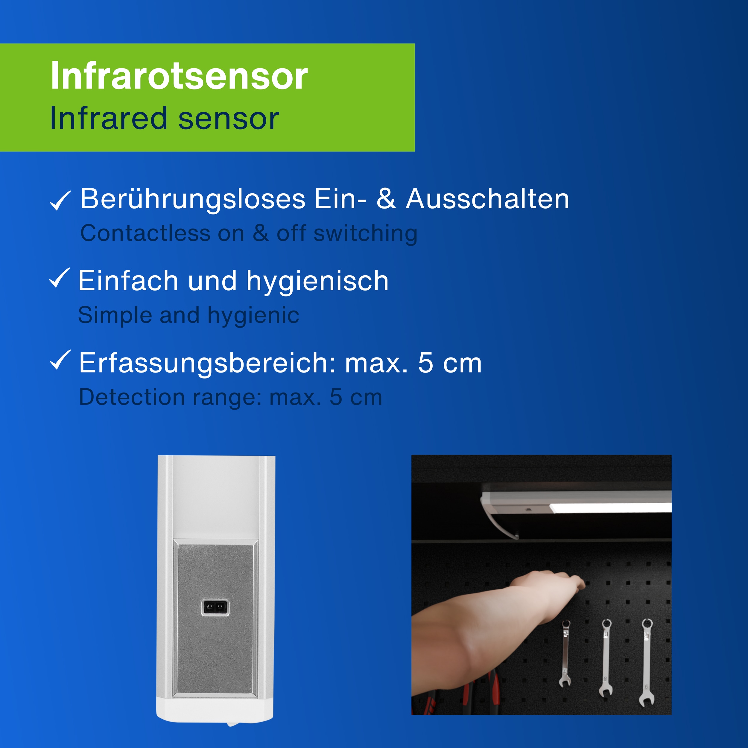 REV LED-Unterbauleuchte Alu, 10W, 3000K, 850lm, warmweiß, IP20, 90 cm