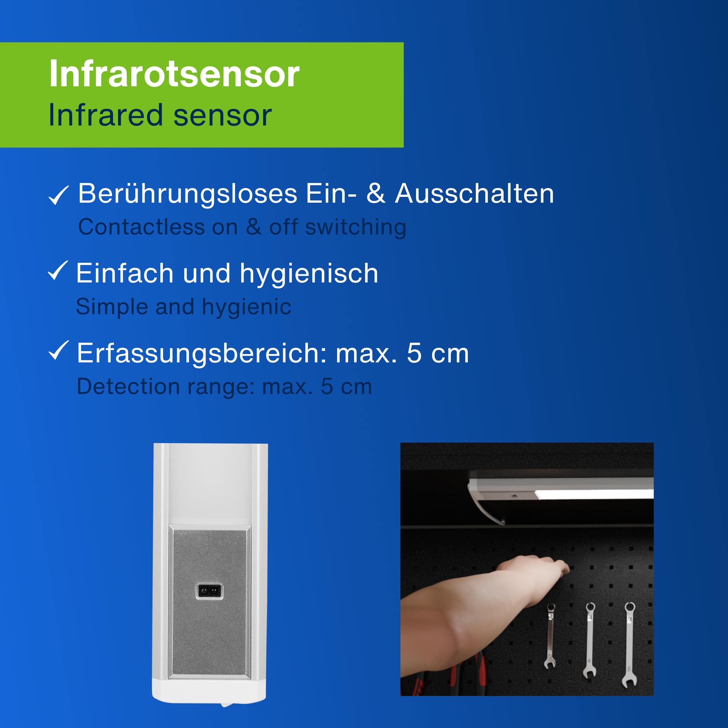 REV LED-Unterbauleuchte Alu, 10W, 3000K, 850lm, warmweiß, IP20, 90 cm