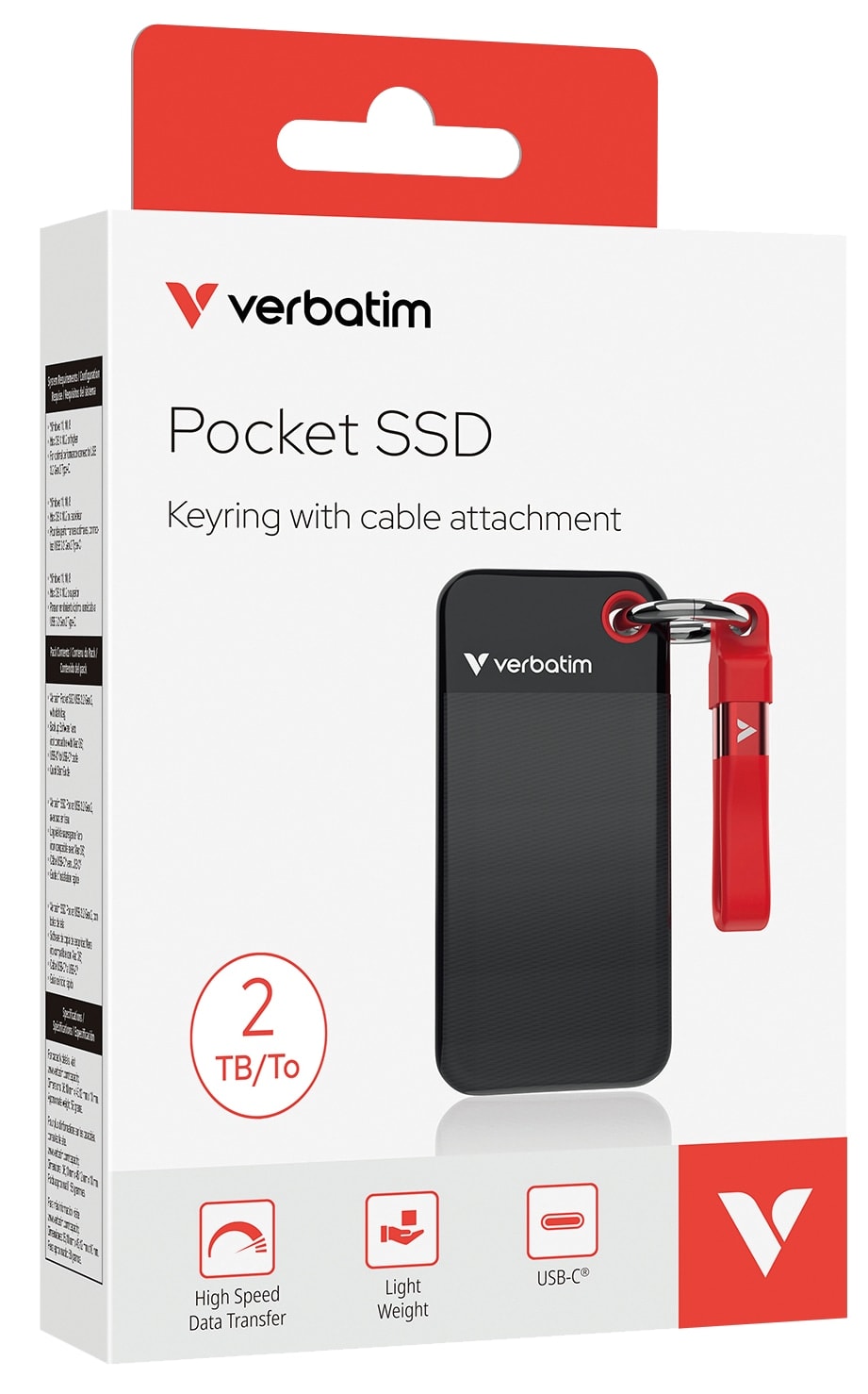 VERBATIM Externe SSD Pocket 2TB schwarz-rot VERBATIM Externe SSD Pocket 2TB schwarz-rot