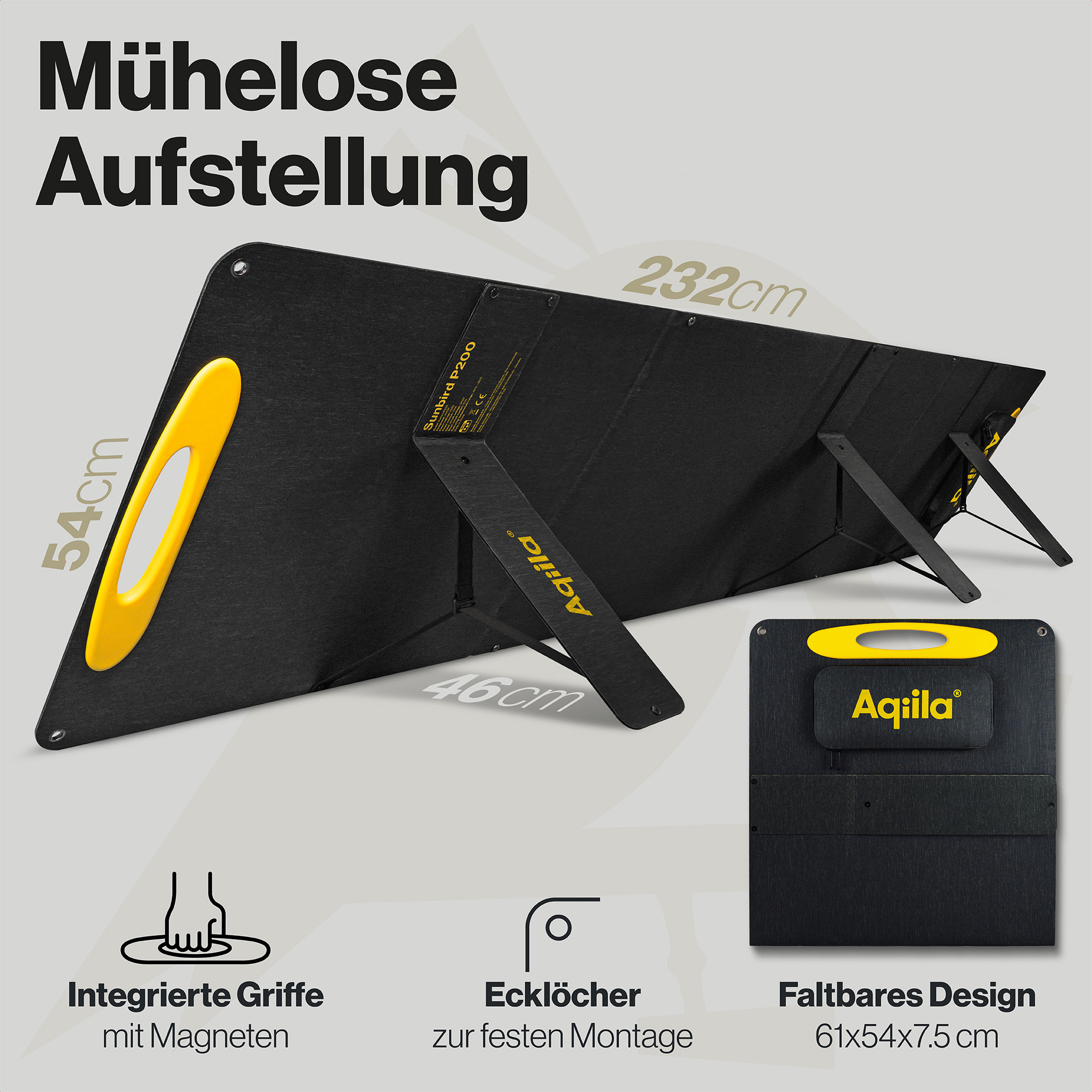 AQIILA Solarpanel Sunbird P200, 200 W, schwarz