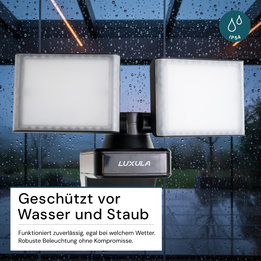 LUXULA LED-Fluter LX400190, 2-köpfig, 2x 15 W, 3200 lm, 4000 K, schwarz