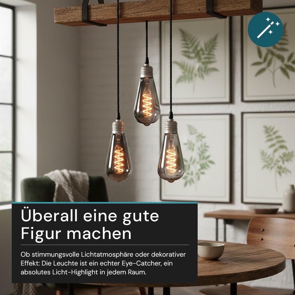 LUXULA LED-Filament-Lampe, SPIRAL, Pear, E27, 4W, 40lm, 1800K, dimmbar