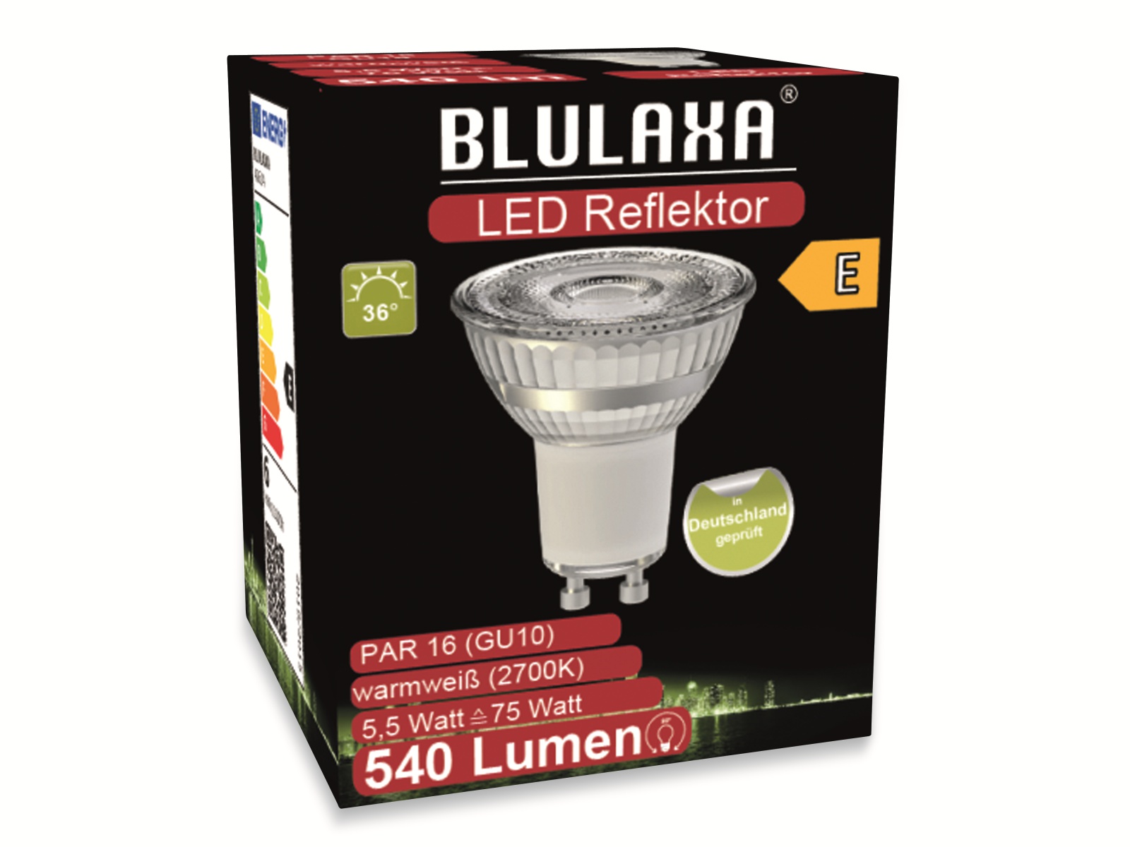 BLULAXA LED-SMD-Lampe, PAR16, GU10, EEK: E, 5,5 W, 540 lm, 2700 K