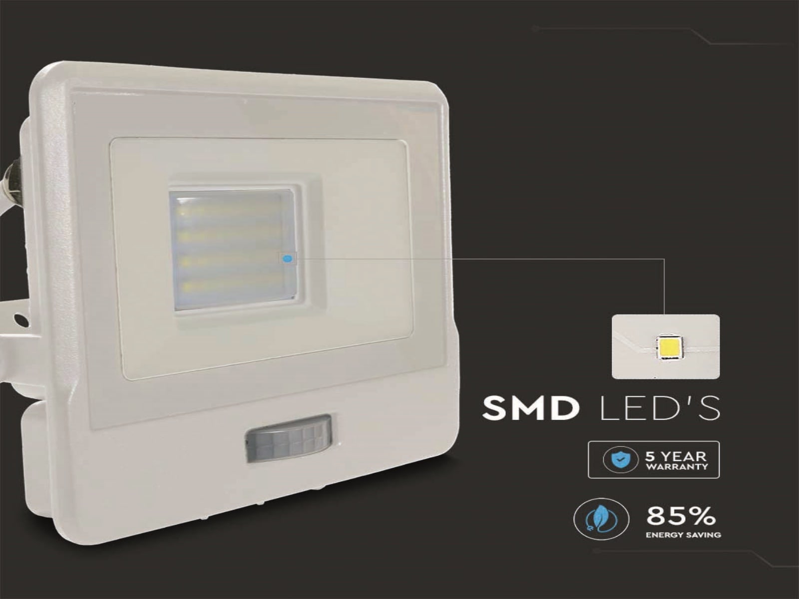 V-TAC LED-Fluter, Bewegungsmelder VT-128S-1 (20296) EEK: F, 20W, 1510 lm, 4000K, weiß V-TAC LED-Fluter, Bewegungsmelder VT-128S-1 (20296) EEK: F, 20W, 1510 lm, 4000K, weiß