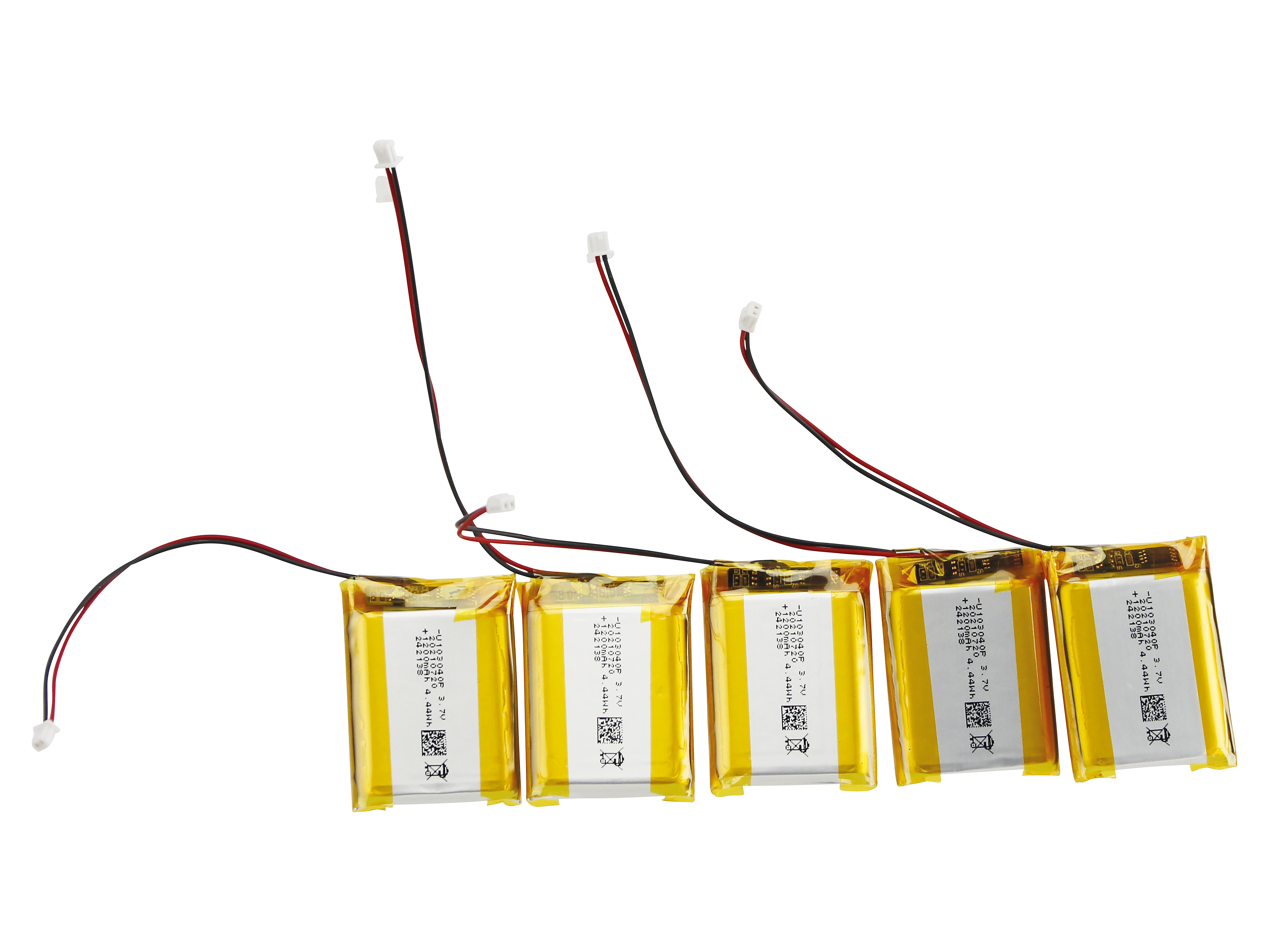 Lithium-Polymer-Akku 103040P, 3,7 V/1200 mAh, 5 Stück Lithium-Polymer-Akku 103040P, 5 Stück