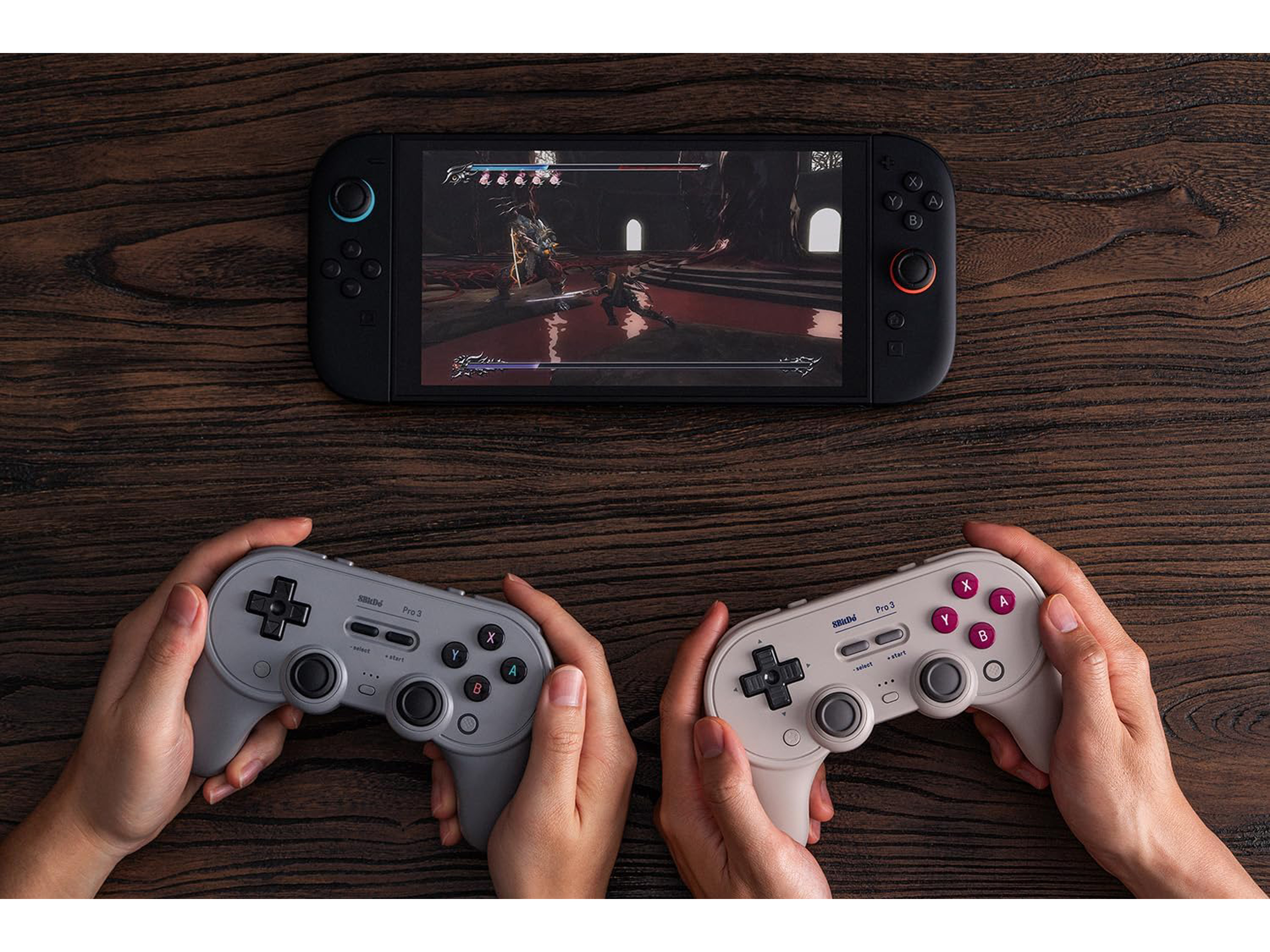 8BITDO Pro 3 Bluetooth Controller & Dock, hellgrau