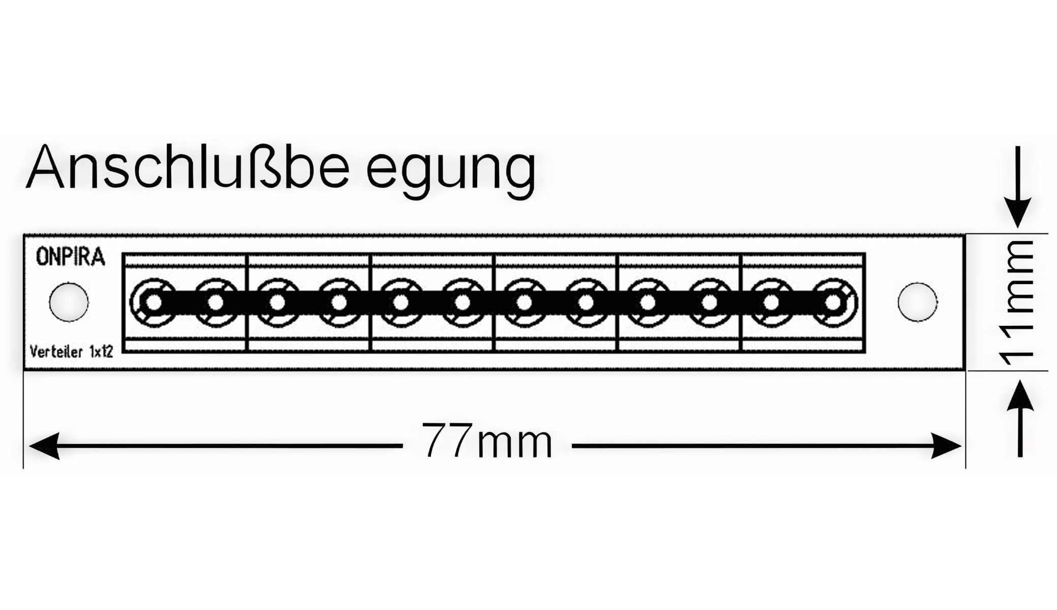 Stromverteiler 1x 12-polig, V1x12, mit Schraubklemmen