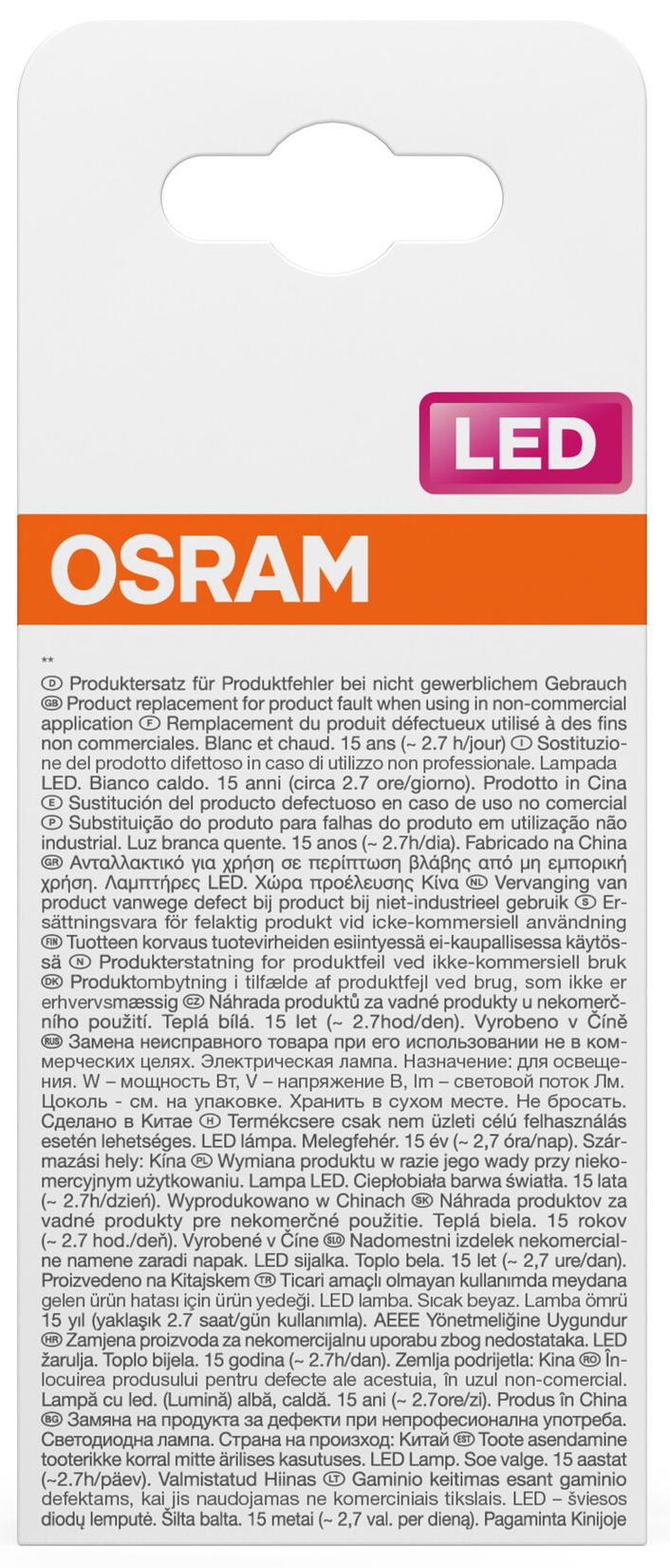OSRAM LED-Lampe Retrofit, 3,4 W, E27, 2700 K, EEK: D, 470 lm, IP20, warmweiß
