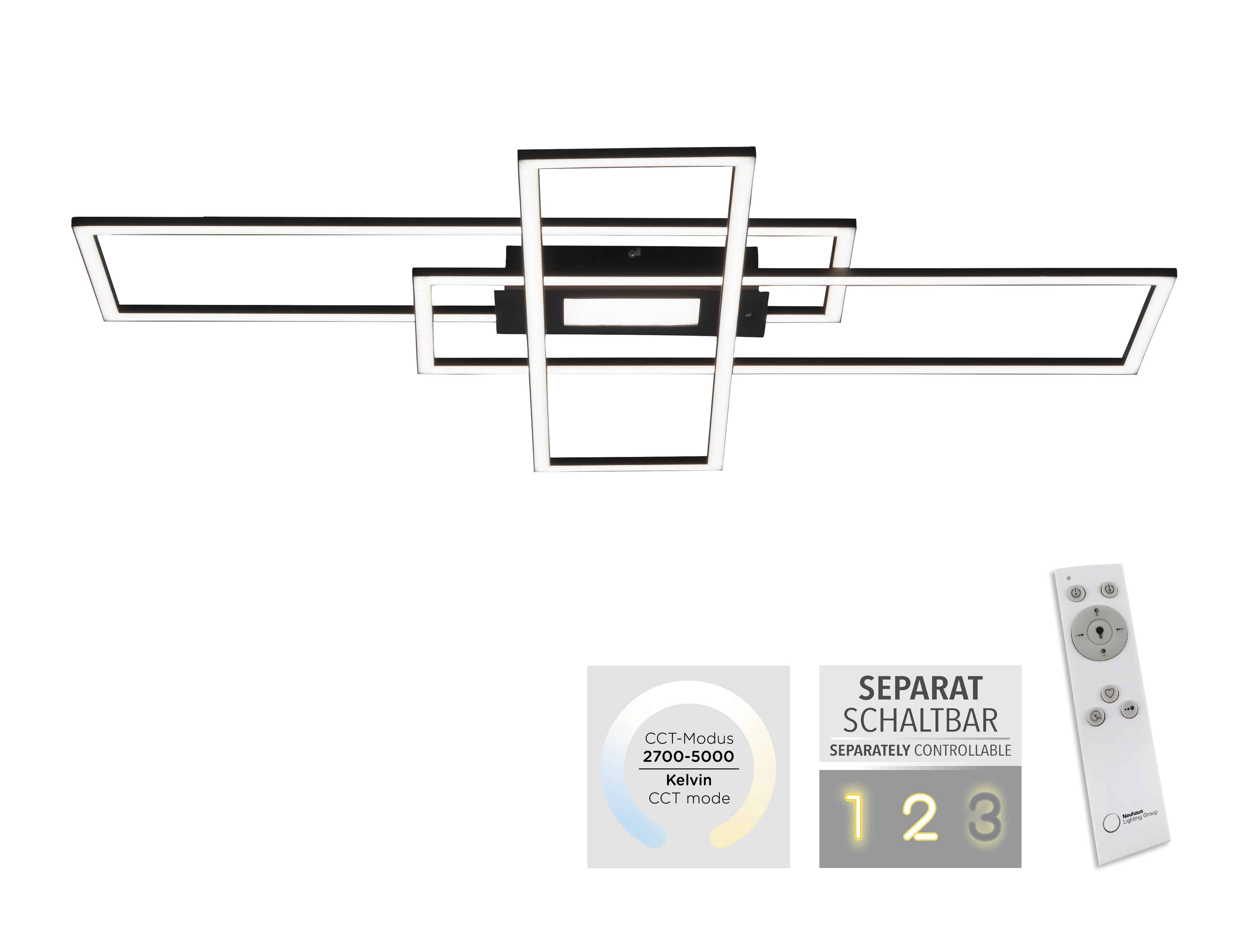 JUST LIGHT LED-Deckenleuchte 14693-18, 45W, 5500lm, schwarz JUST LIGHT LED-Deckenleuchte 14693-18, 45W, 5500lm, schwarz