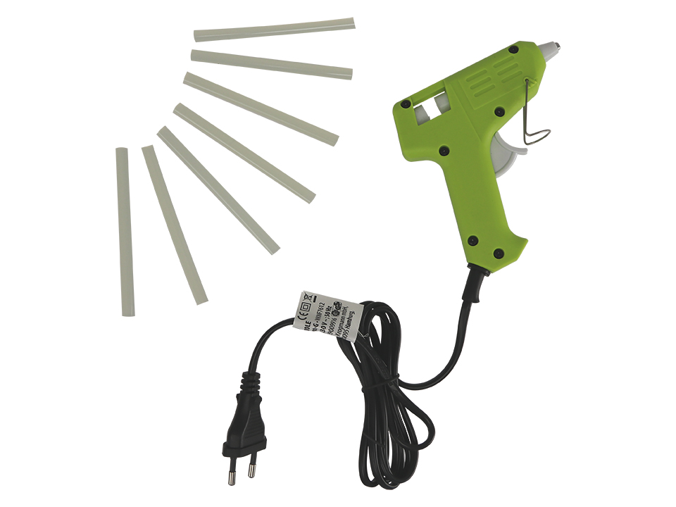 Heißklebepistole 10W, KV-JQ101-G, für 7mm Heißklebesticks mit 7 Klebesticks