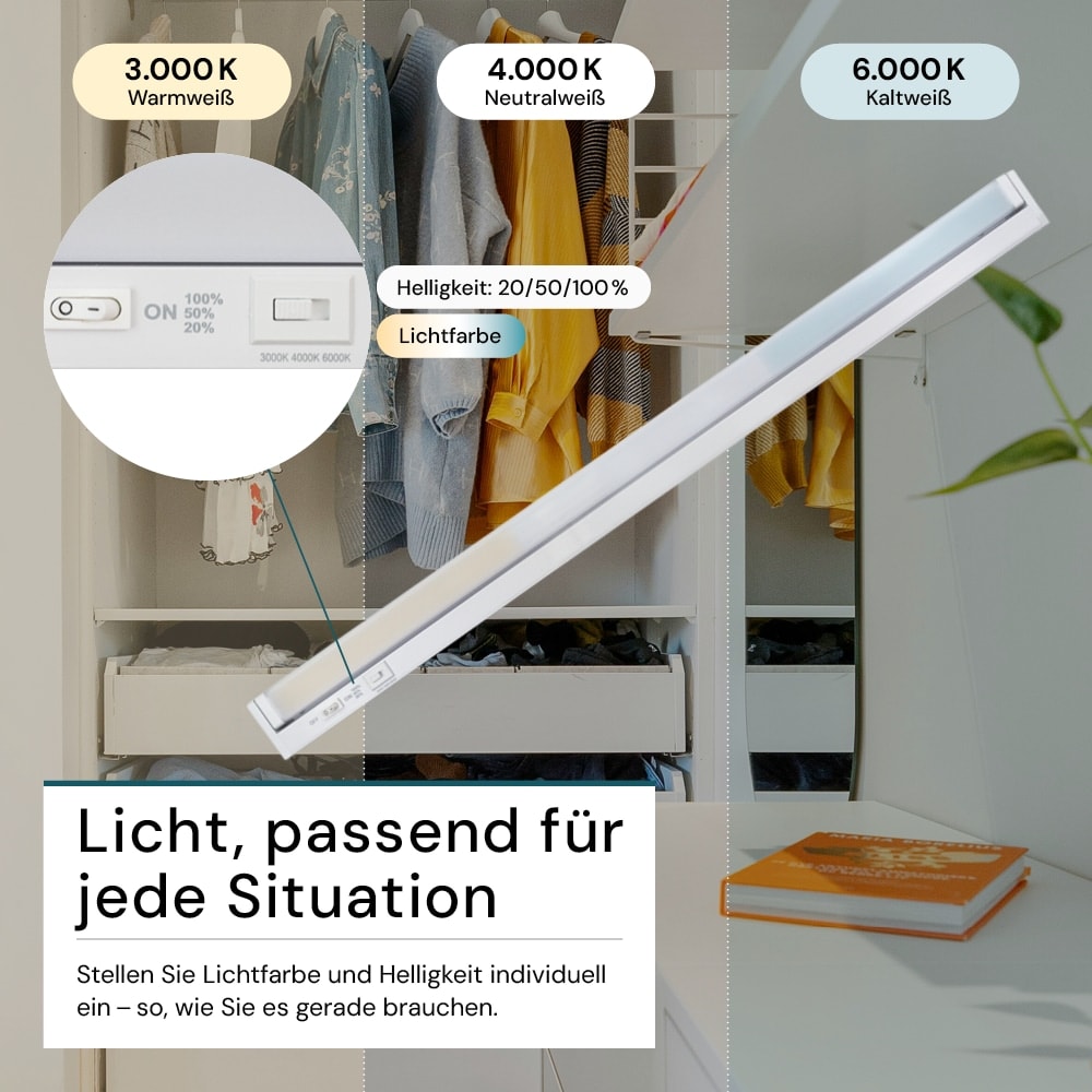 LUXULA LED-Unterbauleuchte, 12W, EEK: F, 1200lm, CCT, IP20, dimmbar, weiß, 84 cm