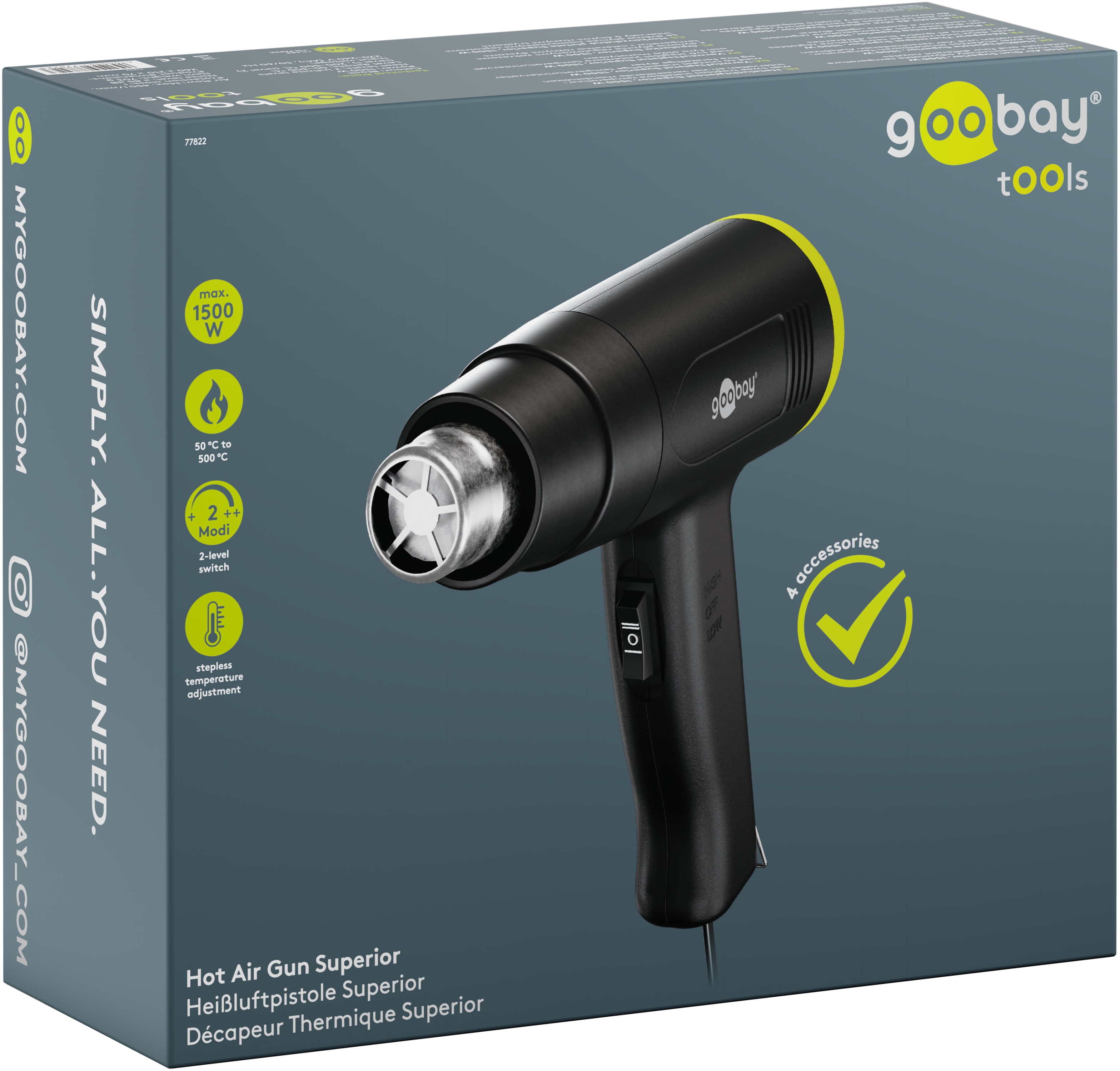 GOOBAY TOOLS Heißluftpistole Superior, 77822, 1500 W