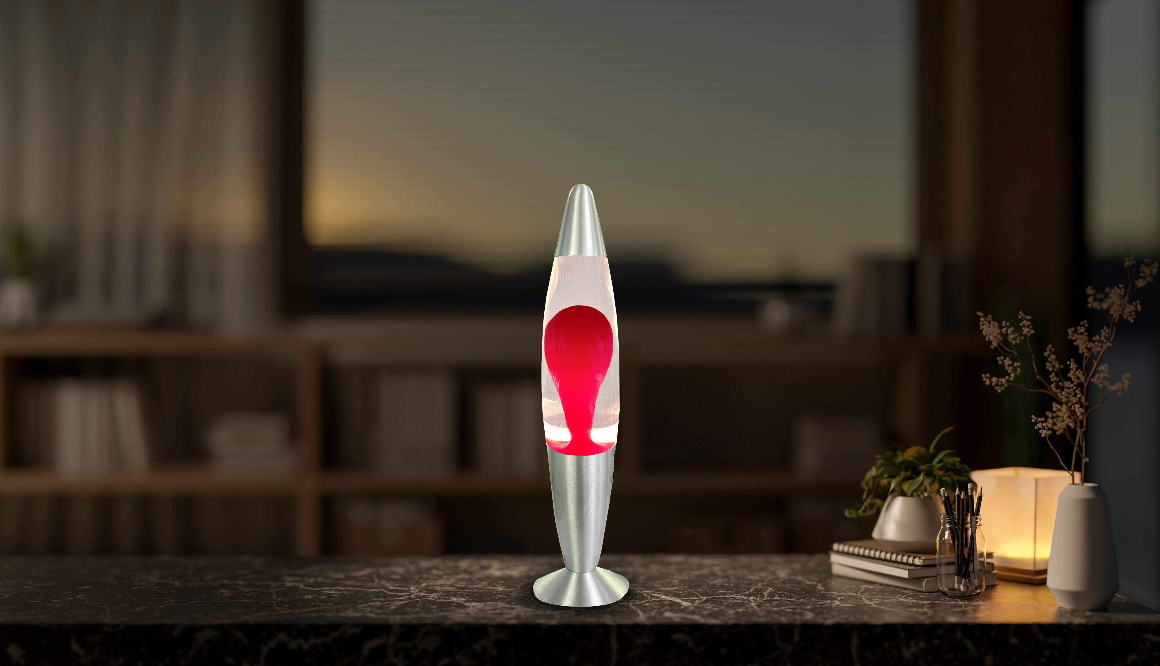 BLULAXA LED-Lava-Tischleuchte, 50960, 20W, 34 cm, rot/klar