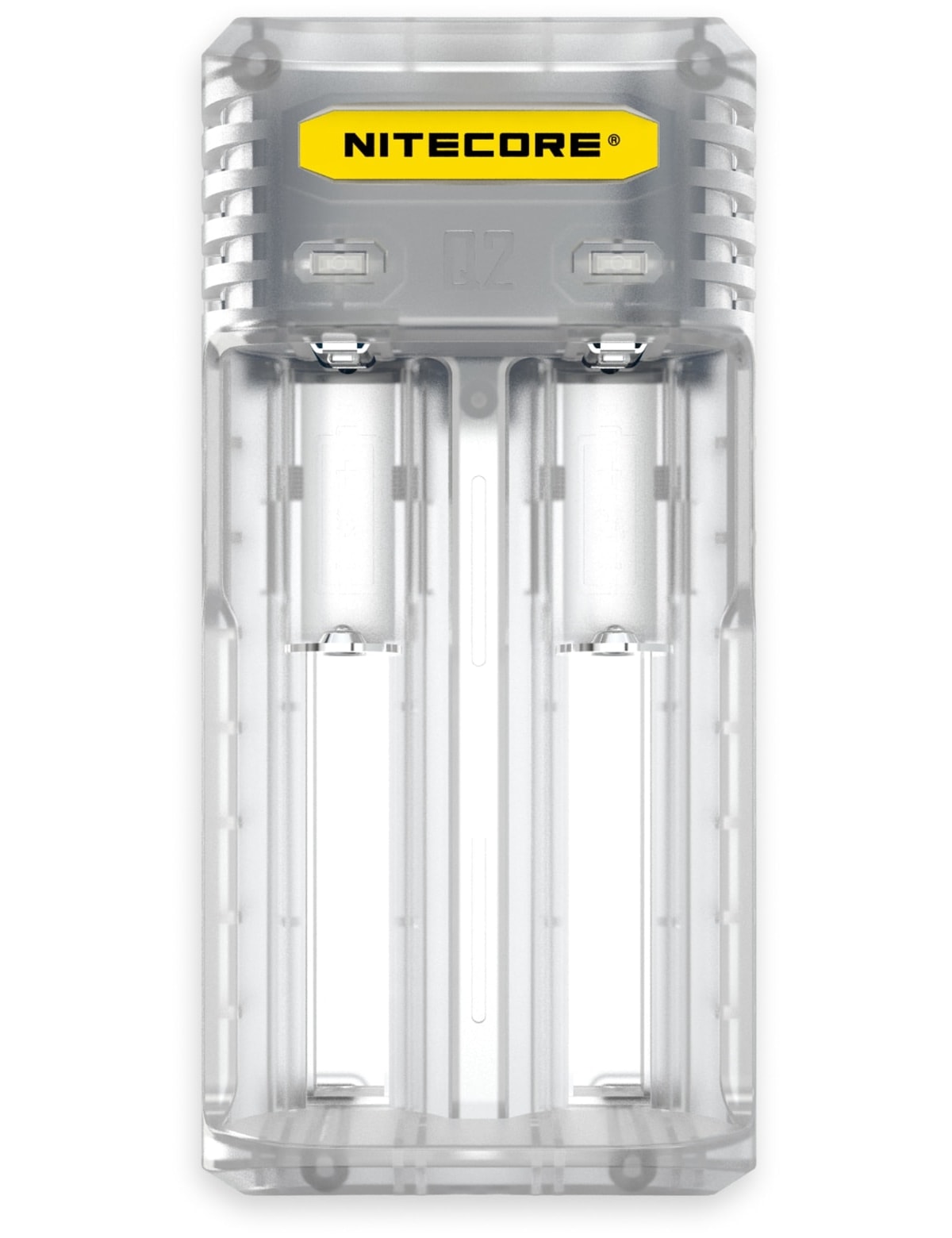 Nitecore Ladegerät Q2, 2-Schacht, für Li-Ion und Li-Ion IMR Akkus, transparent