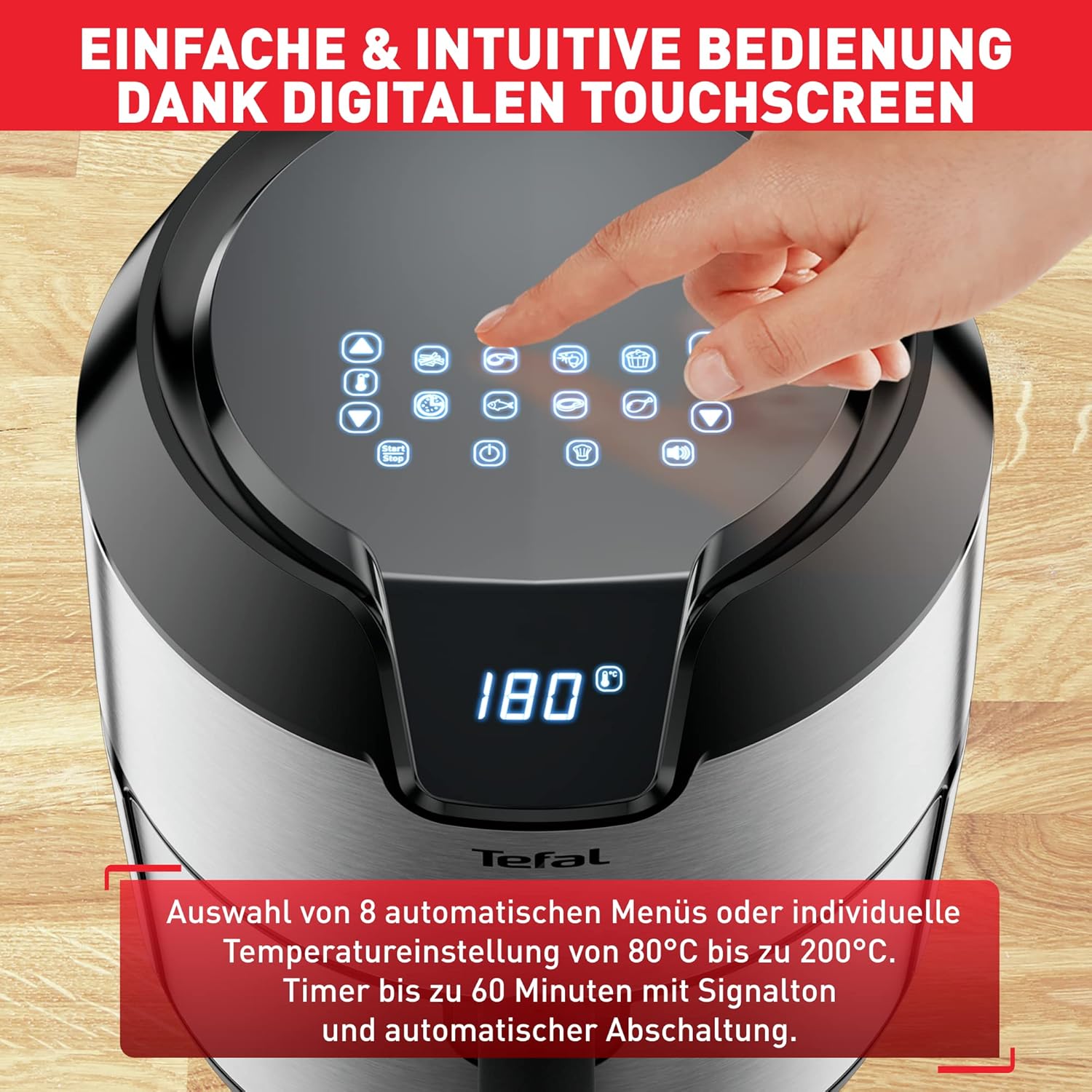 TEFAL Heißluftfritteuse Easy Fry Deluxe XL, 4,2 L, 8 Programme, EY401D, 1500W TEFAL Heißluftfritteuse Easy Fry Deluxe XL, 4,2 L, 8 Programme, EY401D, 1500W
