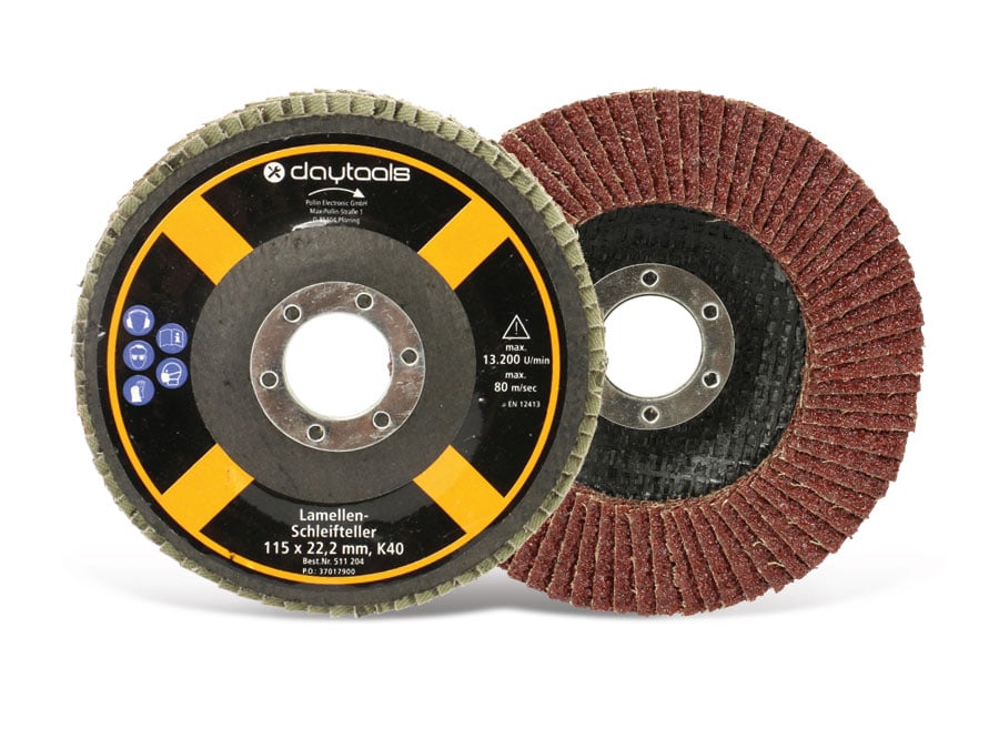 DAYTOOLS Lamellen-Schleifteller, 115 mm, Körnung 40, 5 Stück DAYTOOLS Lamellen-Schleifteller, 115 mm, Körnung 40, 5 Stück