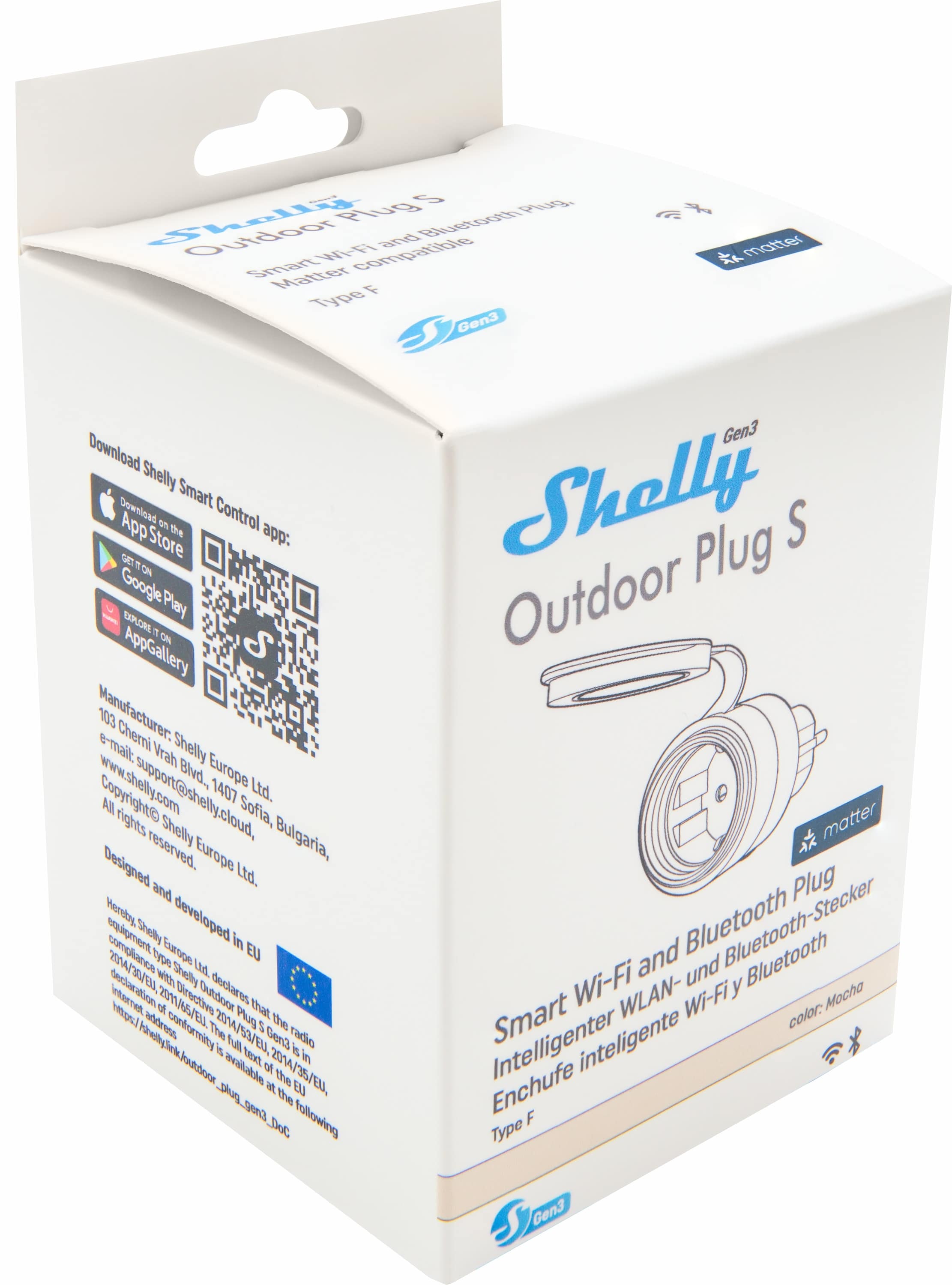 SHELLY WLAN-Steckdose Plug S Gen3, Outdoor, Matter, 2 Stück SHELLY WLAN-Steckdose Plug S Gen3, Outdoor, Matter, 2 Stück