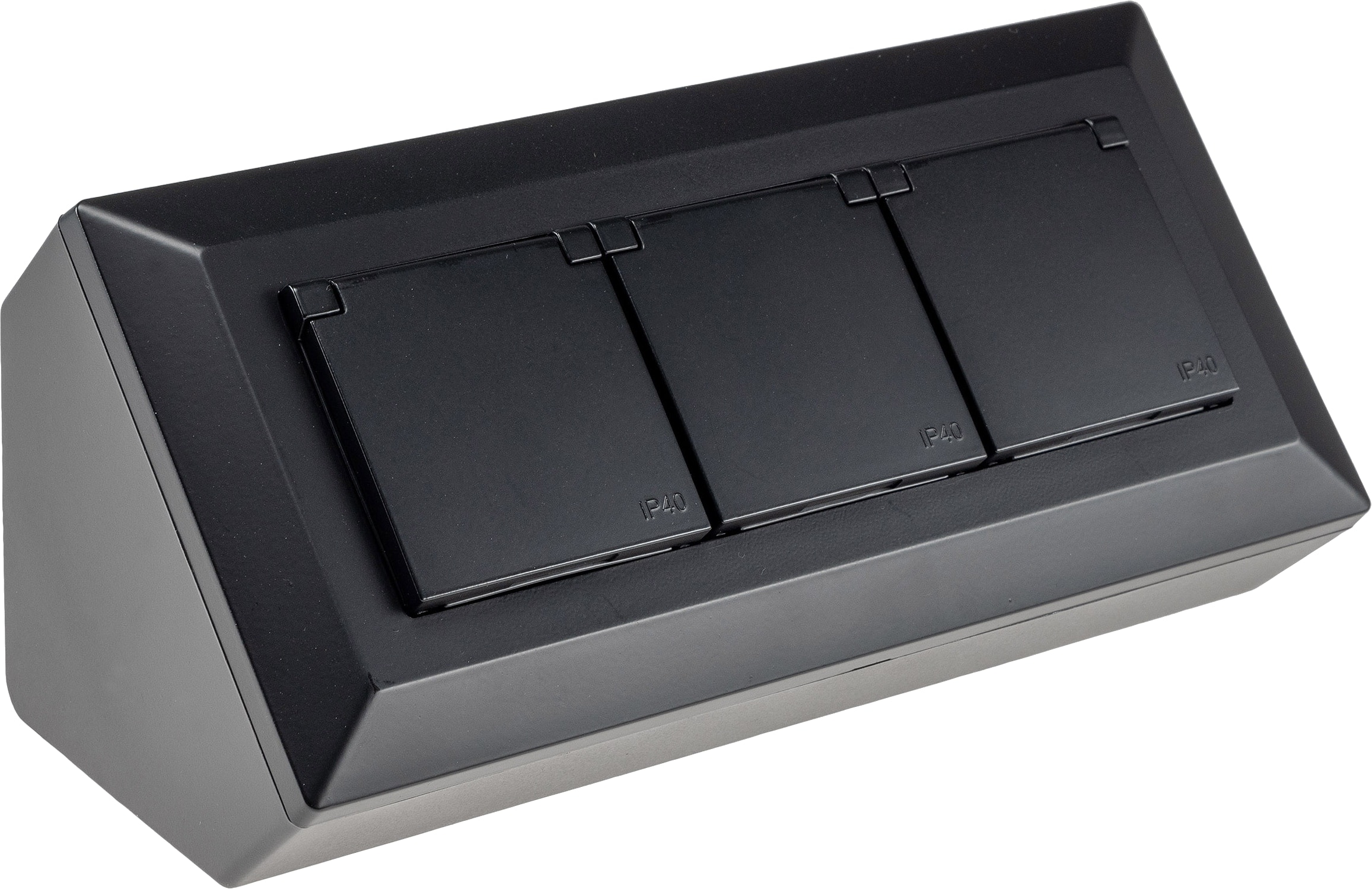 CHILITEC Steckdosenblock 23933, 3-fach, mit Schutzklappen, 250V/16A, schwarz