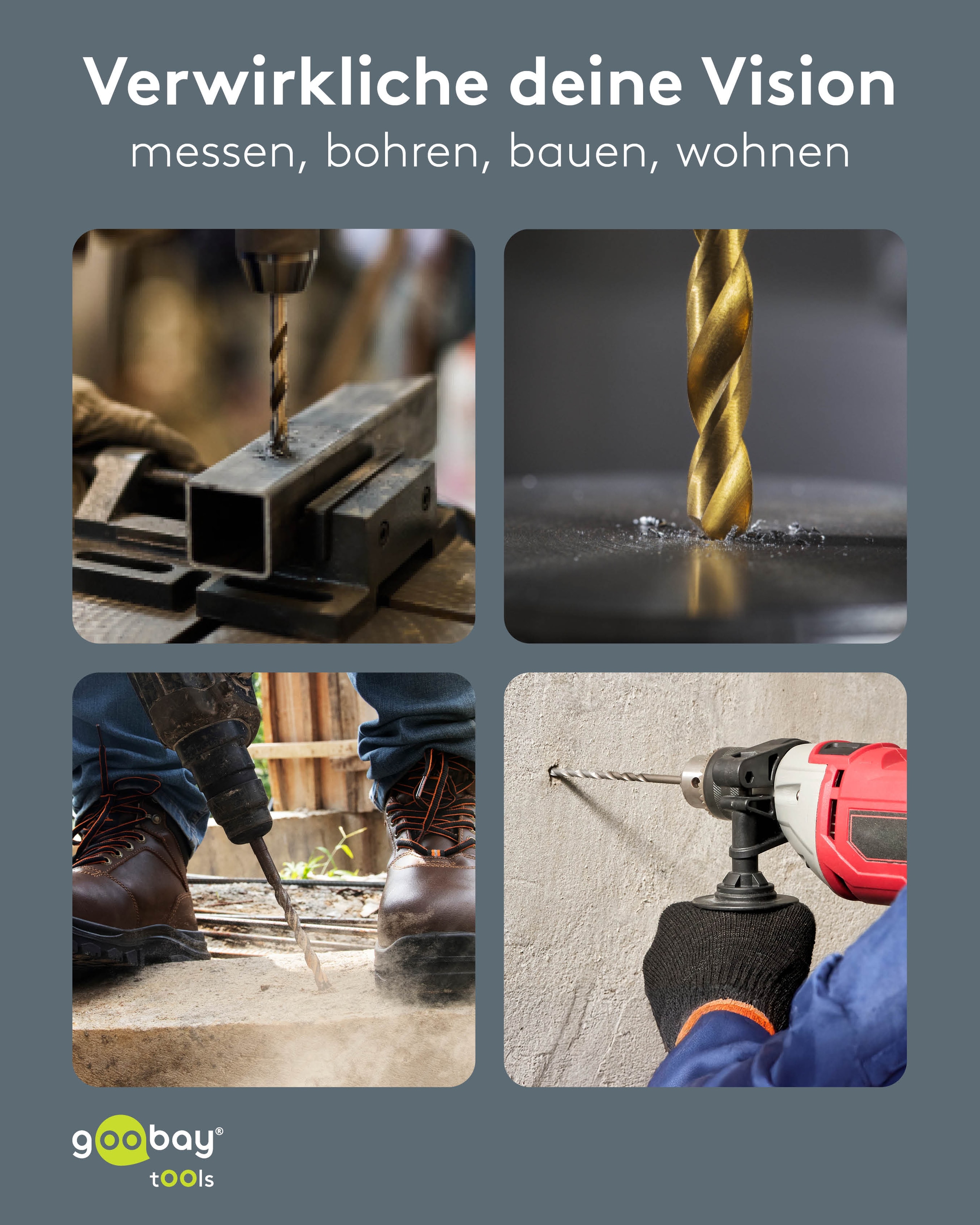 GOOBAY TOOLS Metall- & Steinbohrer-Set, 77848, 1,5-10 mm, 17-teilig