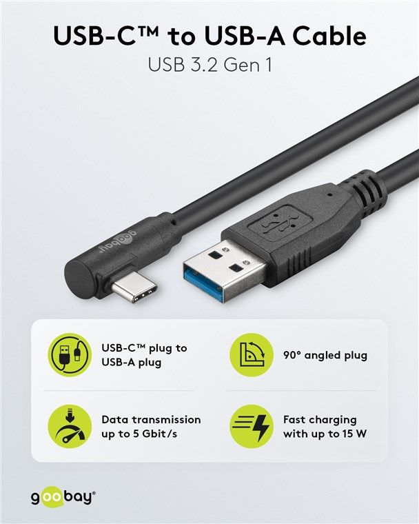 GOOBAY USB 3.0 Kabel 66500 A/C 90° 0,5m schwarz