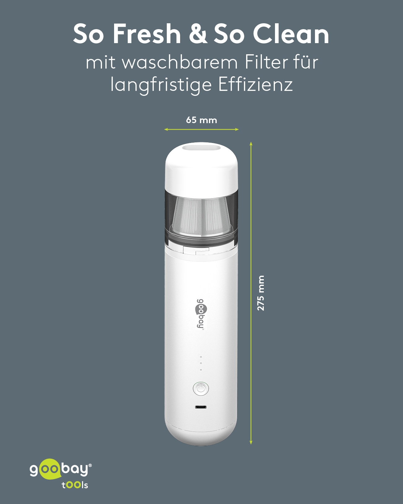 GOOBAY TOOLS Akku-Handstaubsauger, 80 W, mit 10 Aufsätzen, weiß