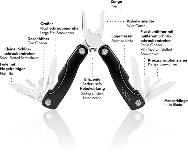 LOGILINK 11-in-1 Multitool, WZ0085, mit Nylontasche LOGILINK 11-in-1 Multitool, WZ0085, mit Nylontasche