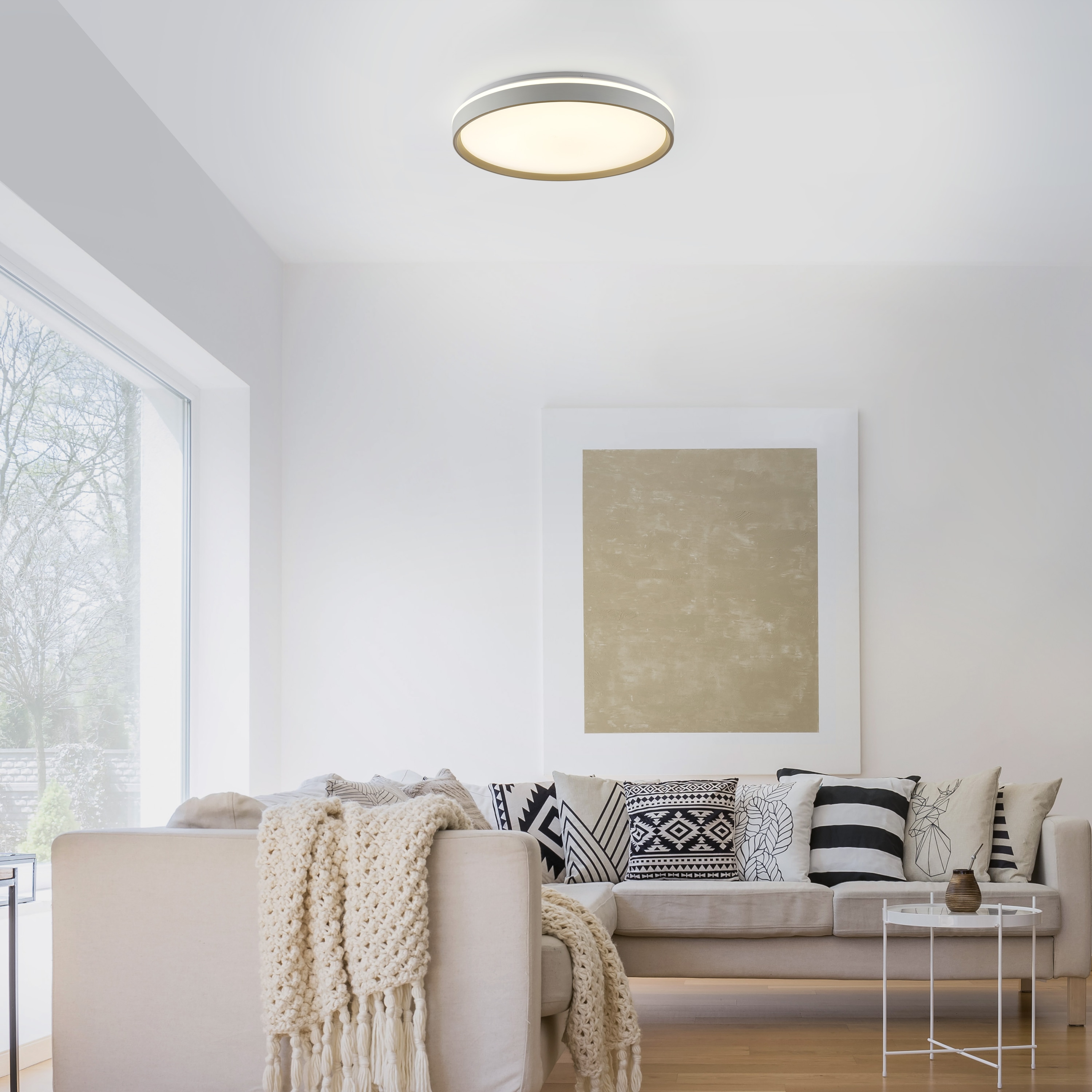 JUST LIGHTLED-Deckenleuchte 14278-39, 34W, CCT, 4600lm, IP20, weiß/sand