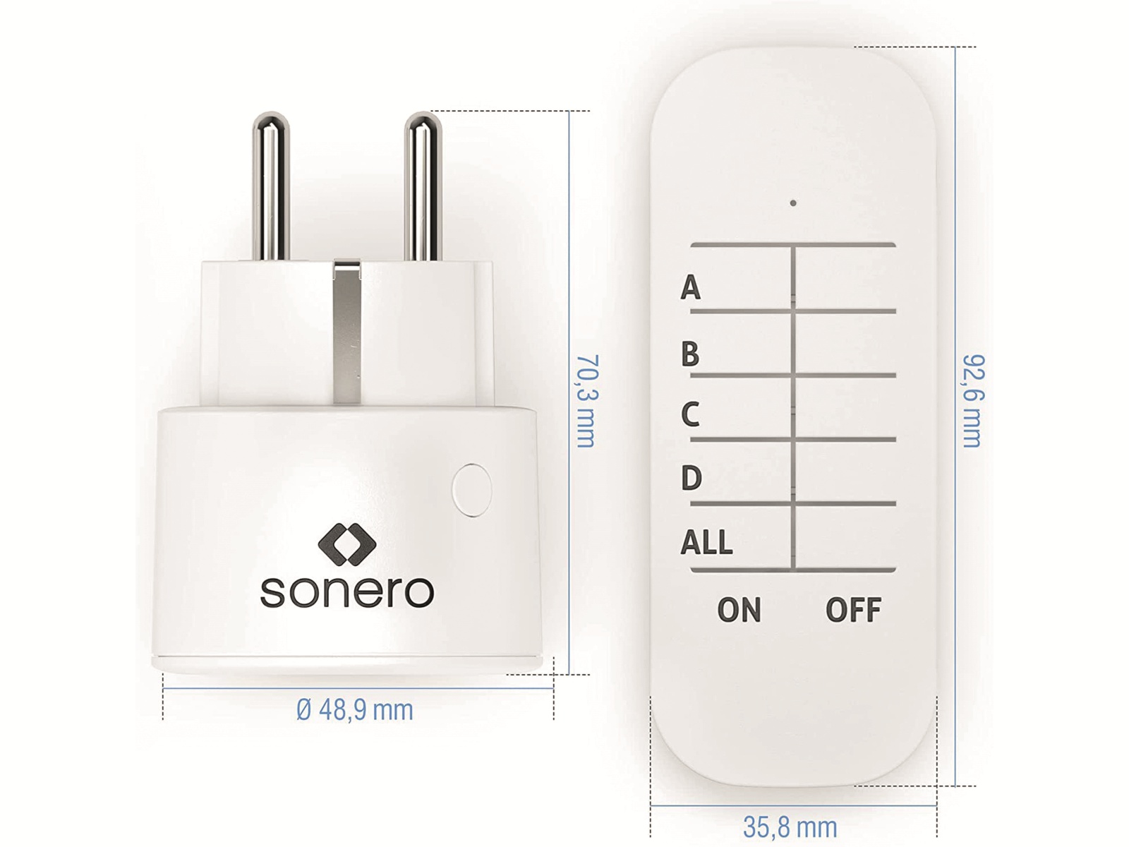 SONERO Funksteckdosen-Set weiß, 1x Sender, 3x Empfänger SONERO Funksteckdosen-Set weiß, 1x Sender, 3x Empfänger