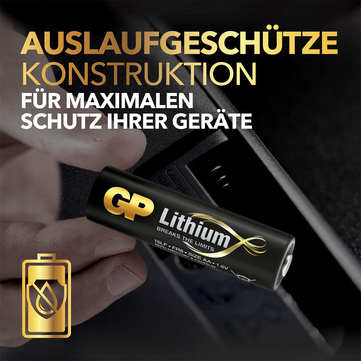 GP Lithium AA Batterie, 1,5 V, 4 Stück GP Lithium AA Batterie, 1,5 V, 4 Stück