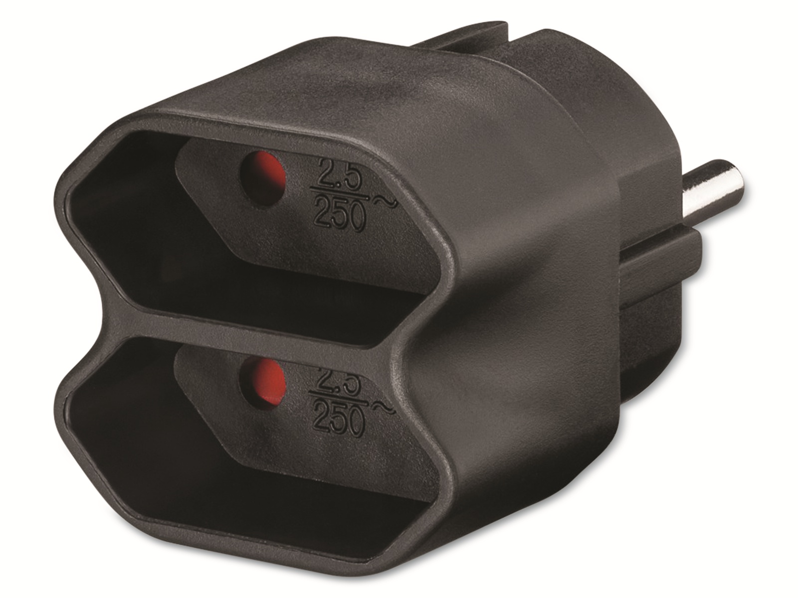 GOOBAY Euro-Zweifachstecker NK 002, schwarz GOOBAY Euro-Zweifachstecker NK 002, schwarz